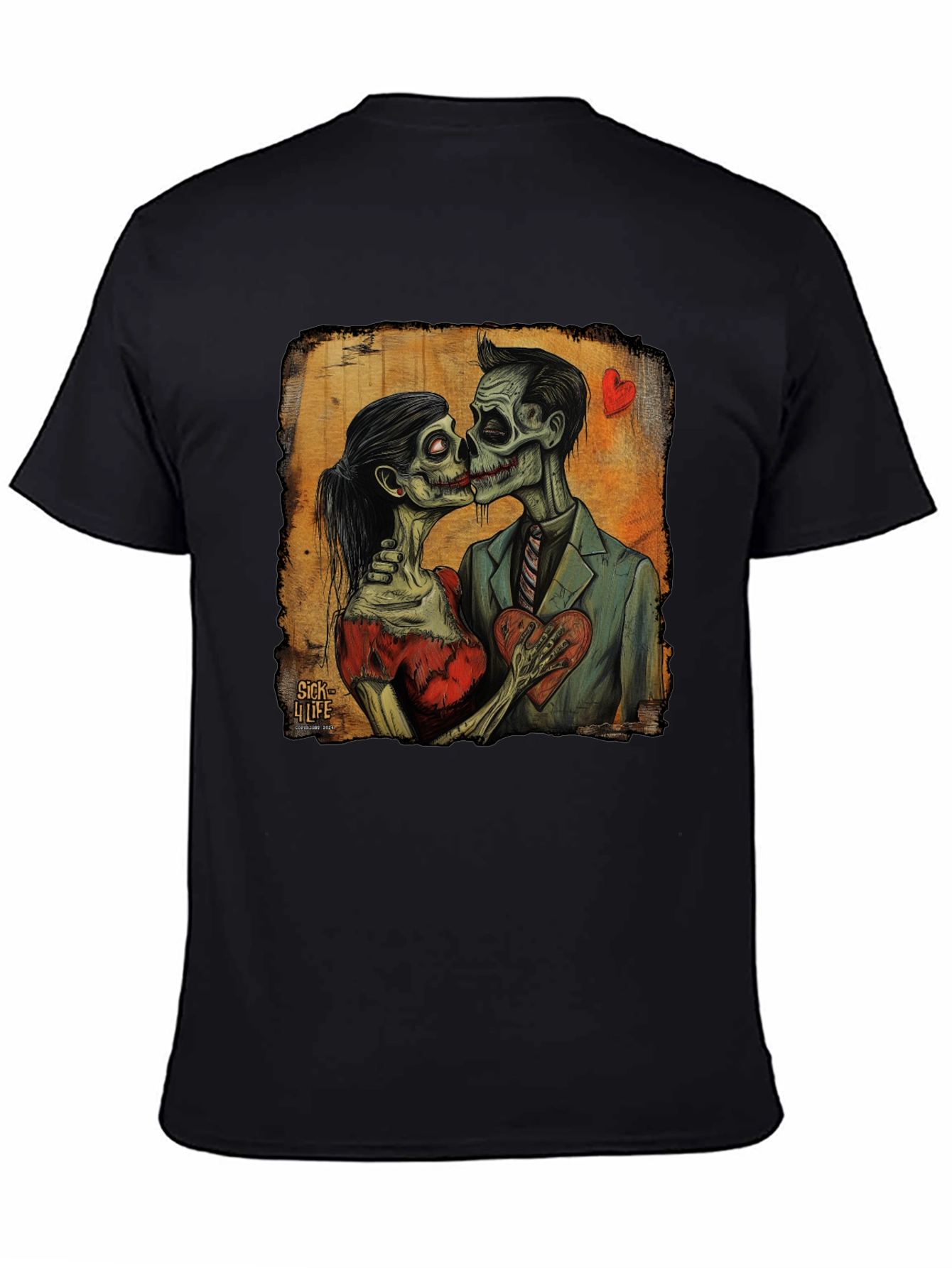 Black Zombie Love T-Shirt - Undead Romance Tee view 4