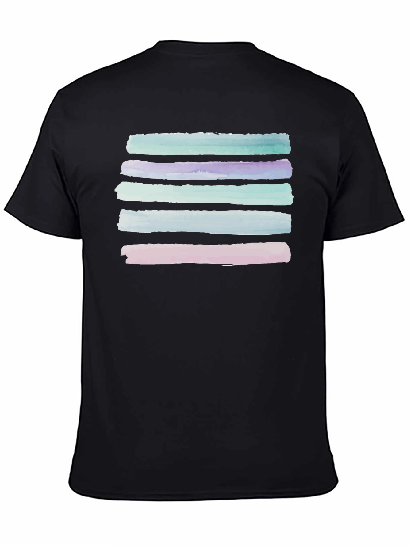 Black Abstract Stripe Watercolor T-Shirt view 4