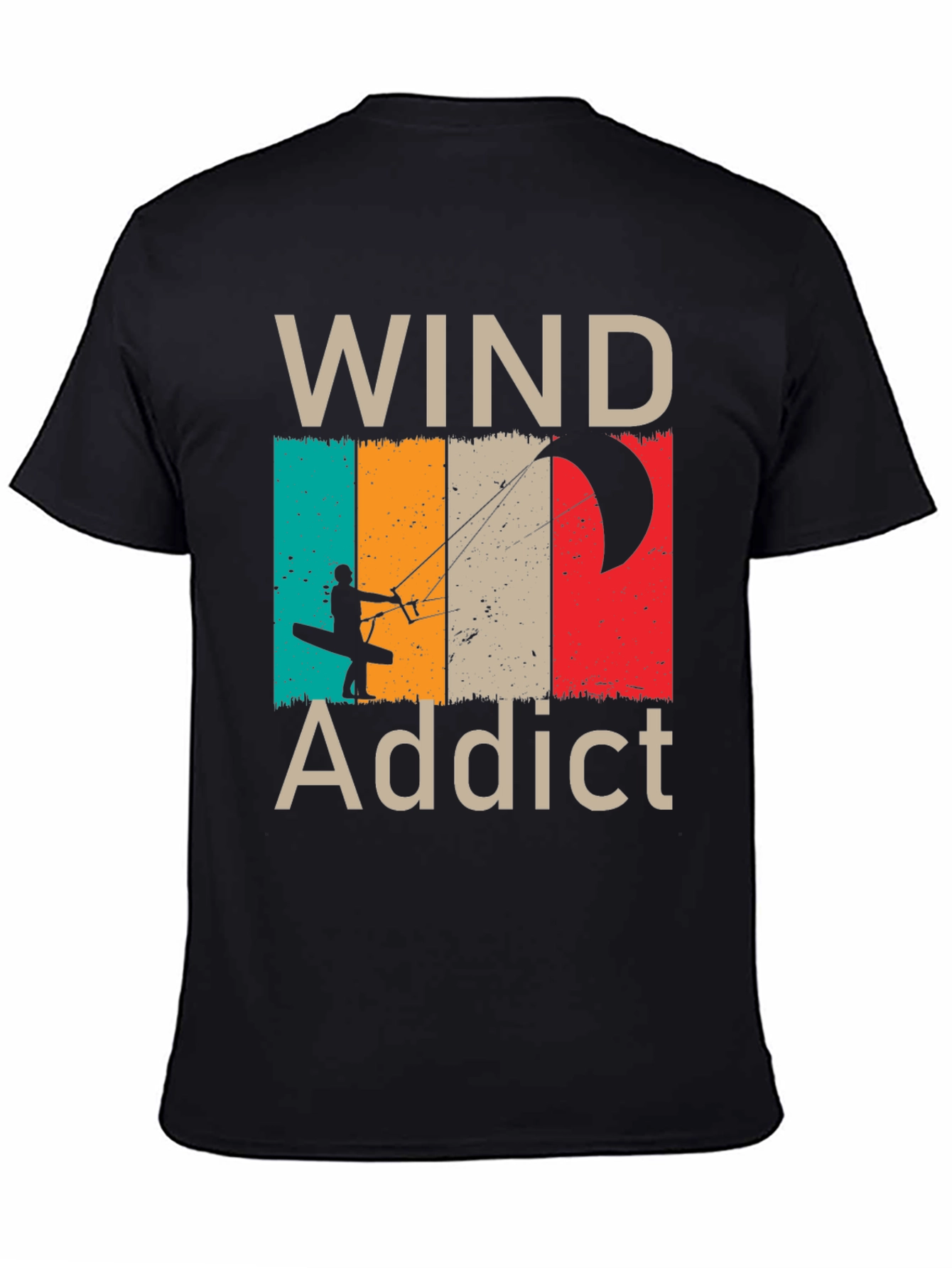 Black Wind Addict T-Shirt - Kiteboarding Design view 4