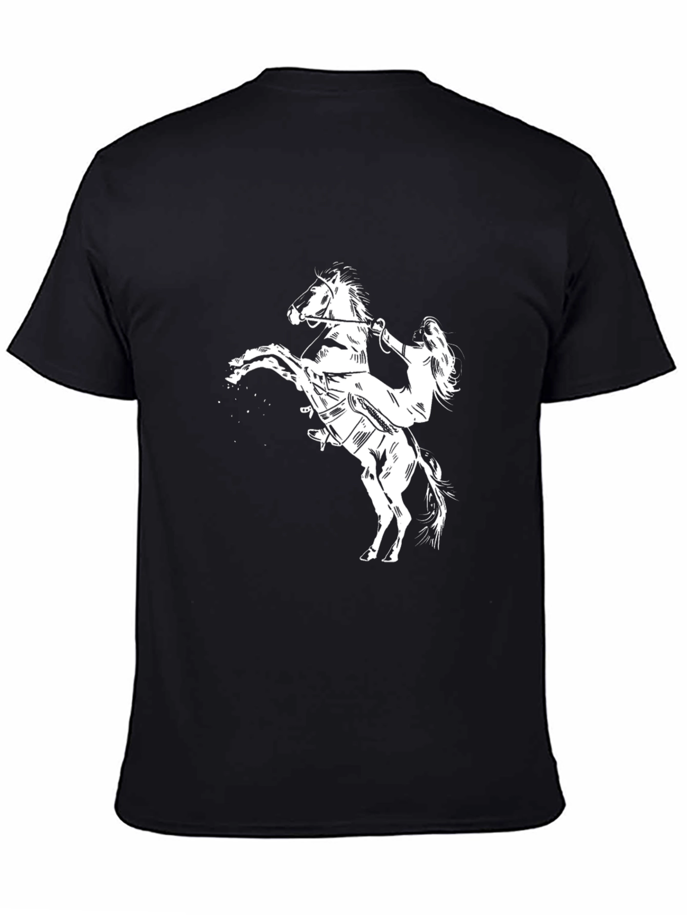 Black Horse Rider Graphic Tee - Black Cotton Blend view 4