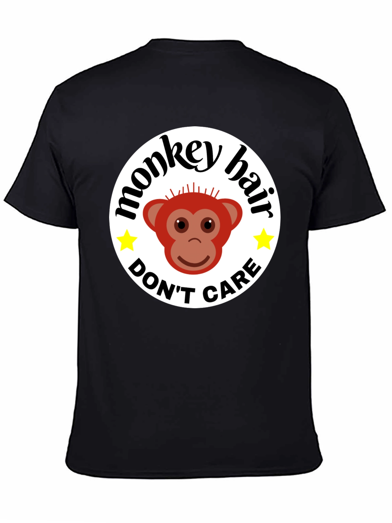 Black Monkey Hair, Don't Care! Black Graphic Tee view 4