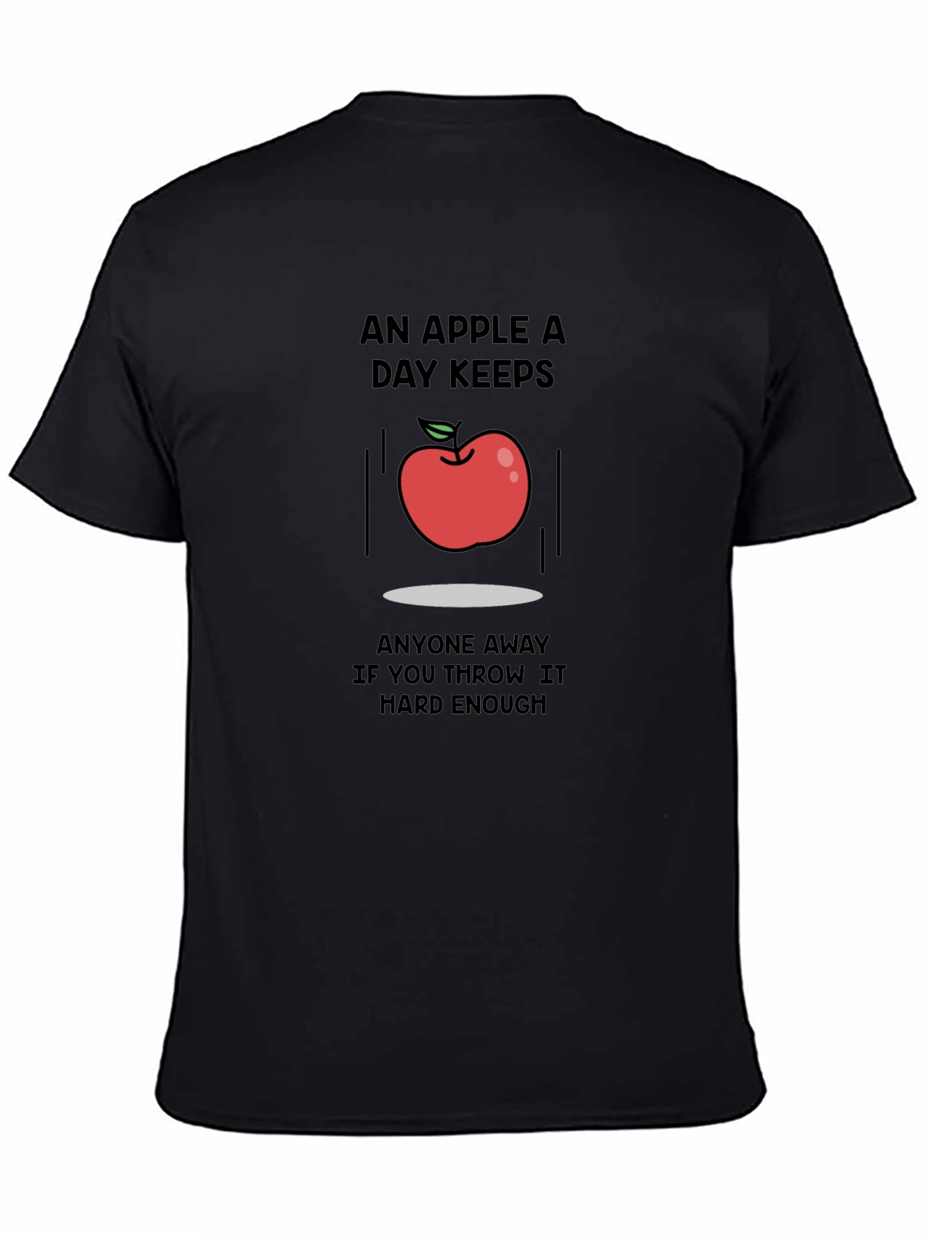 Black Humorous Apple Throwing T-Shirt view 4