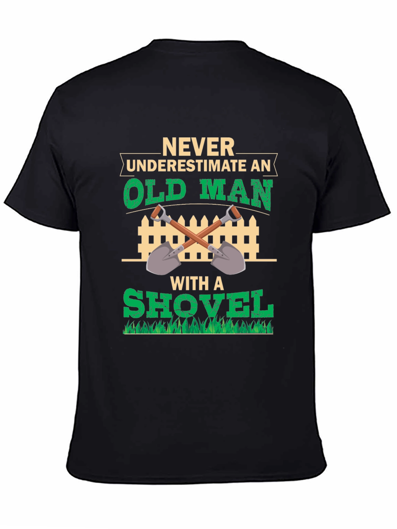 Black Old Man with Shovel Graphic Tee view 4