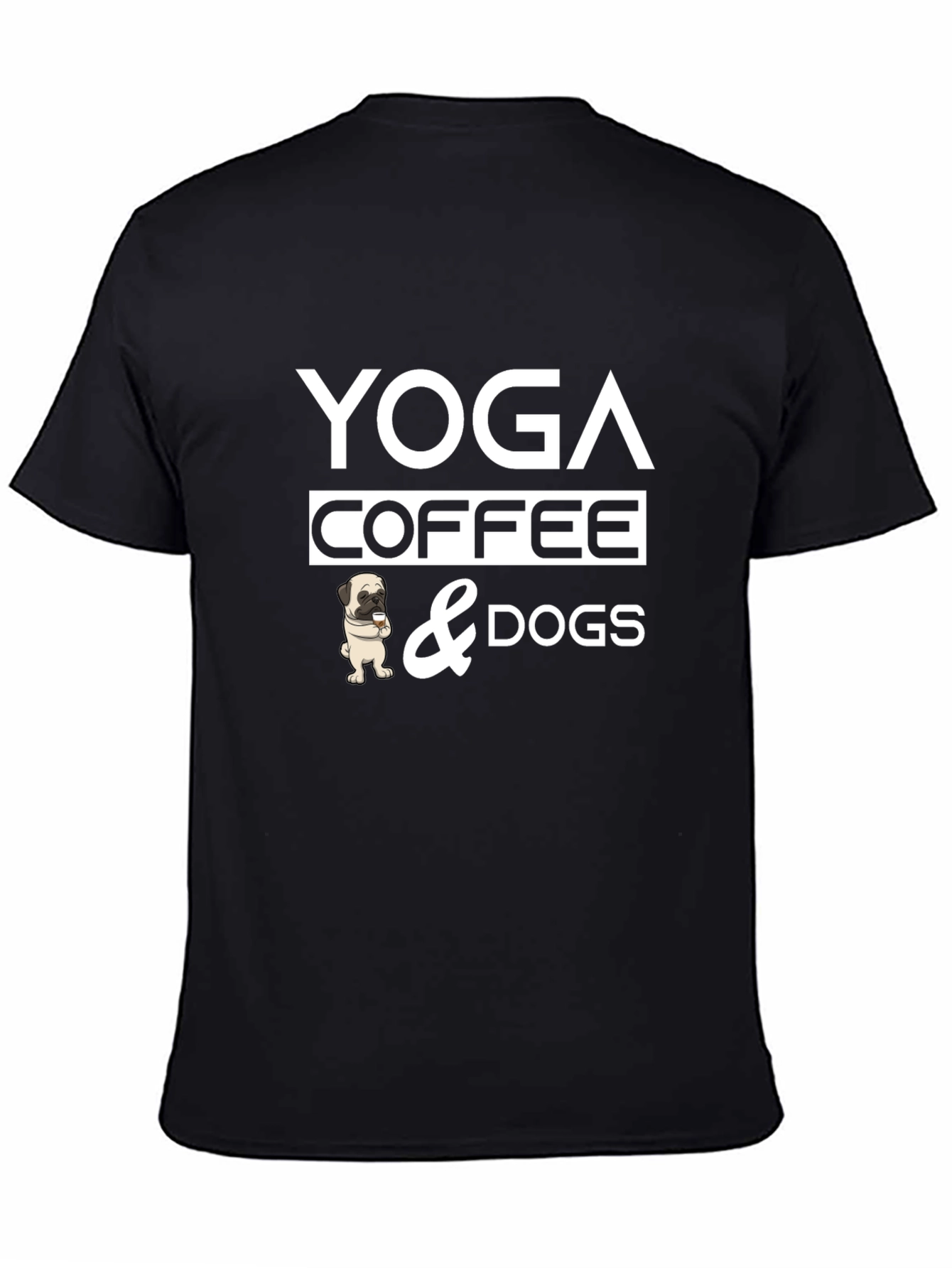 Black Yoga Coffee and Dogs Graphic Tee view 4
