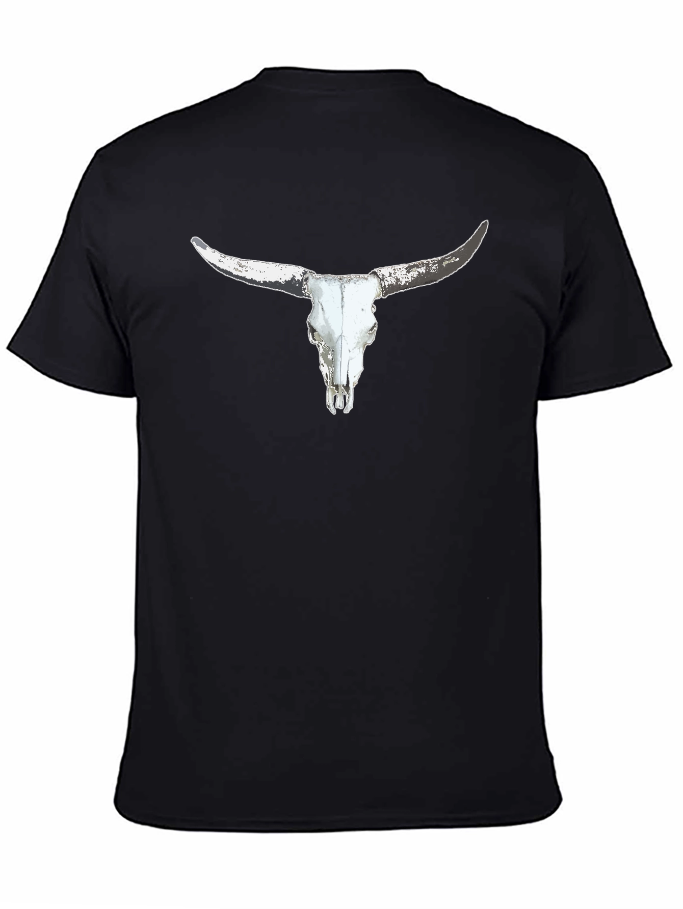 Black Longhorn Skull Graphic Black T-Shirt view 4