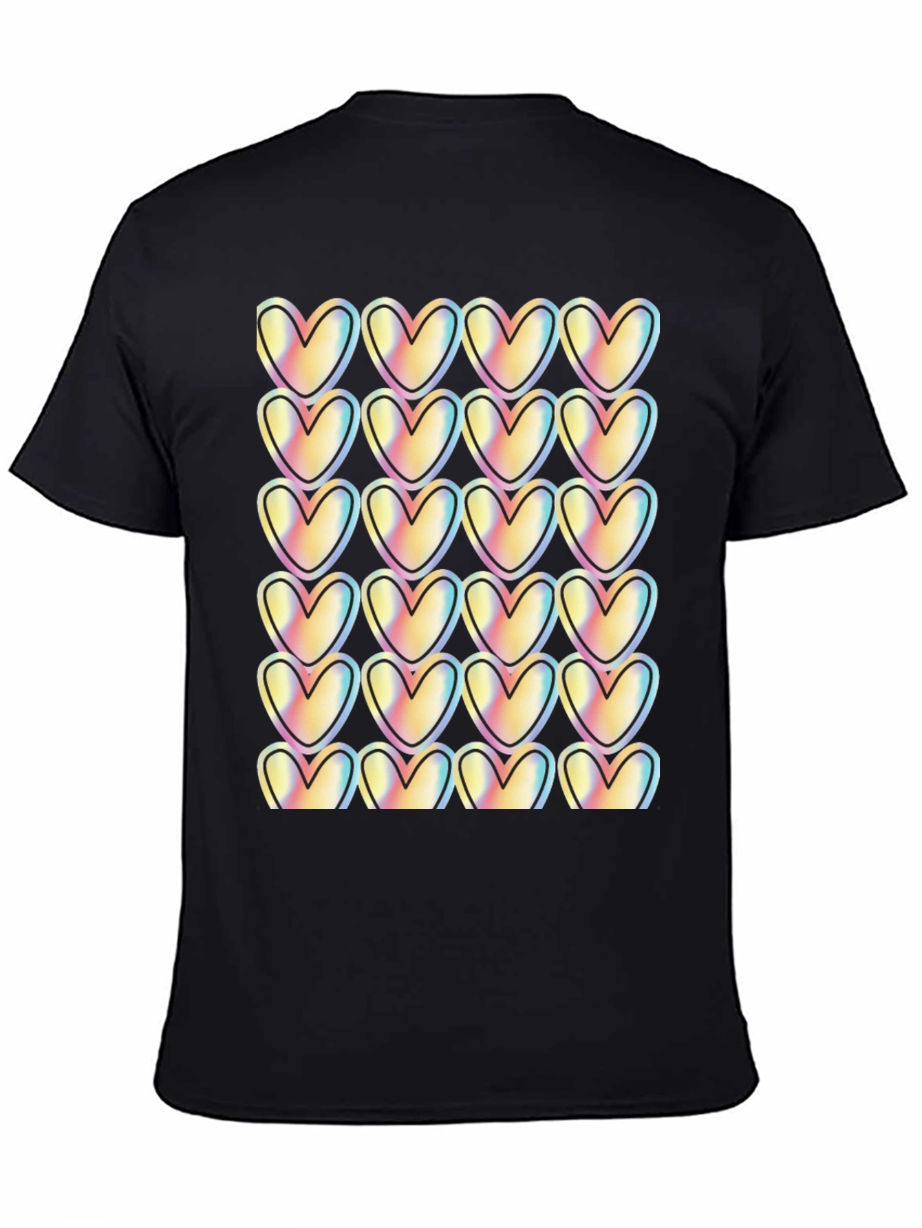 Black Heart Pattern T-Shirt - Trendy Casual Wear view 4