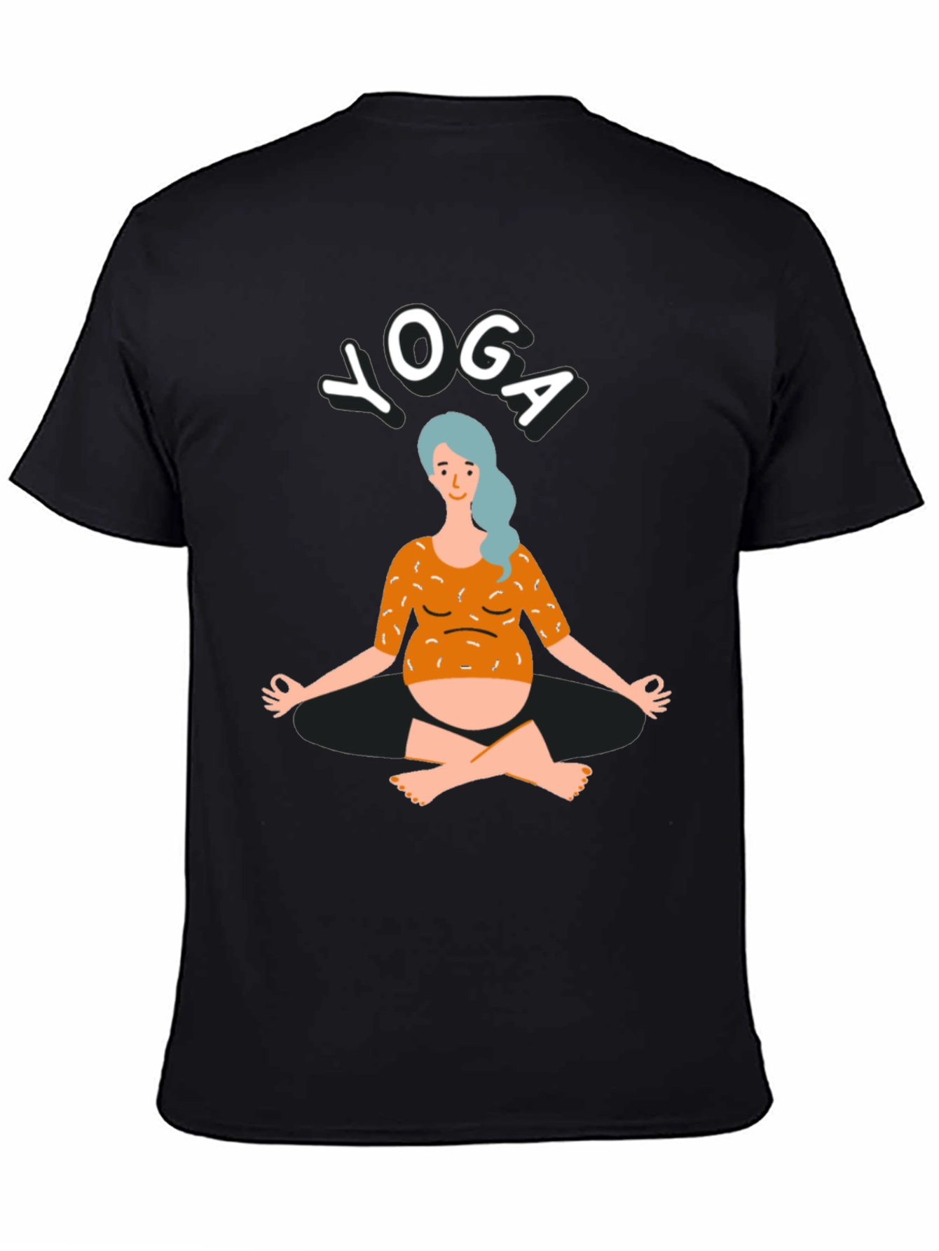 Black Yoga T-Shirt - Pregnant Woman Design view 4