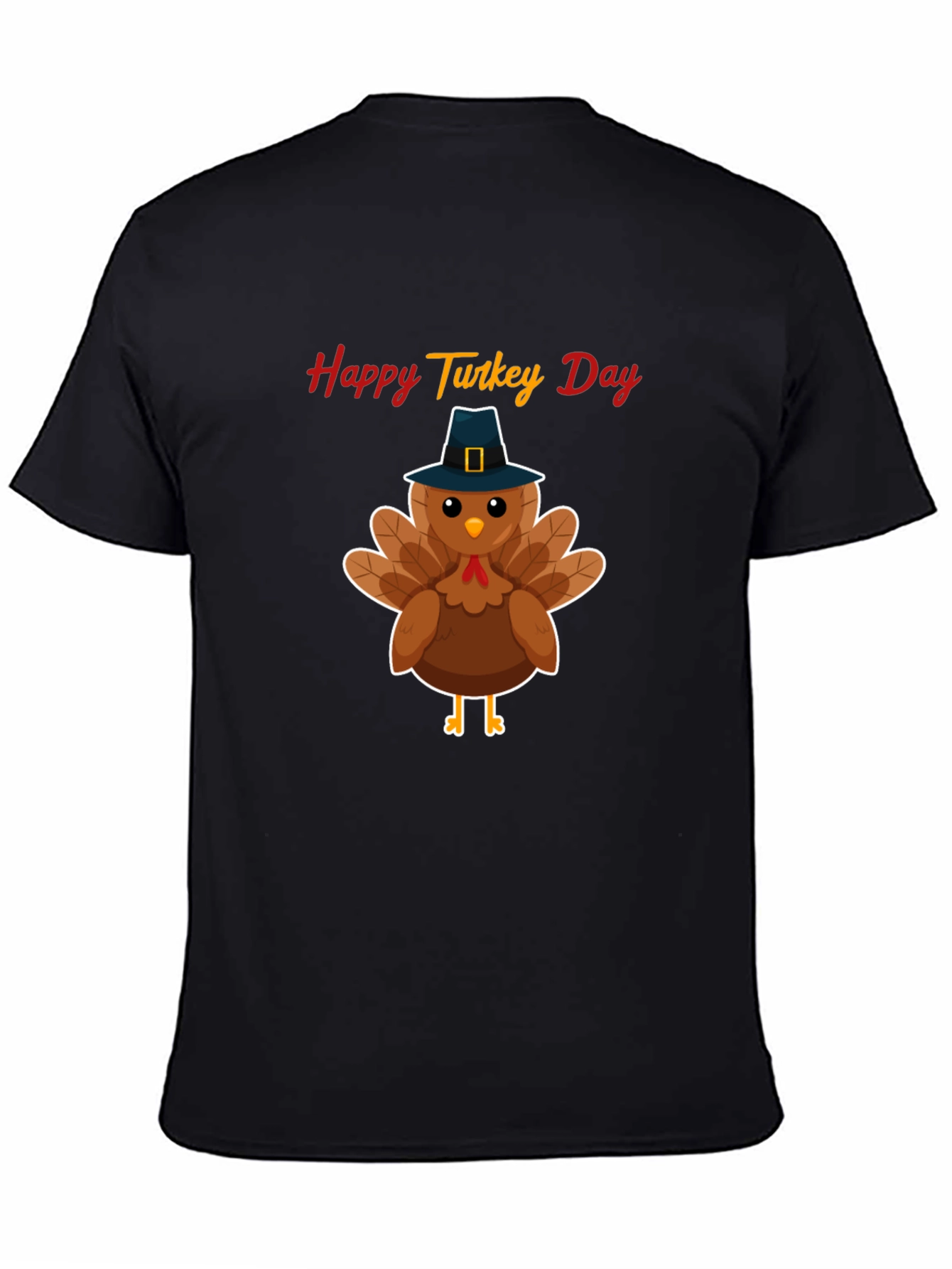 Black Happy Turkey Day T-Shirt view 4