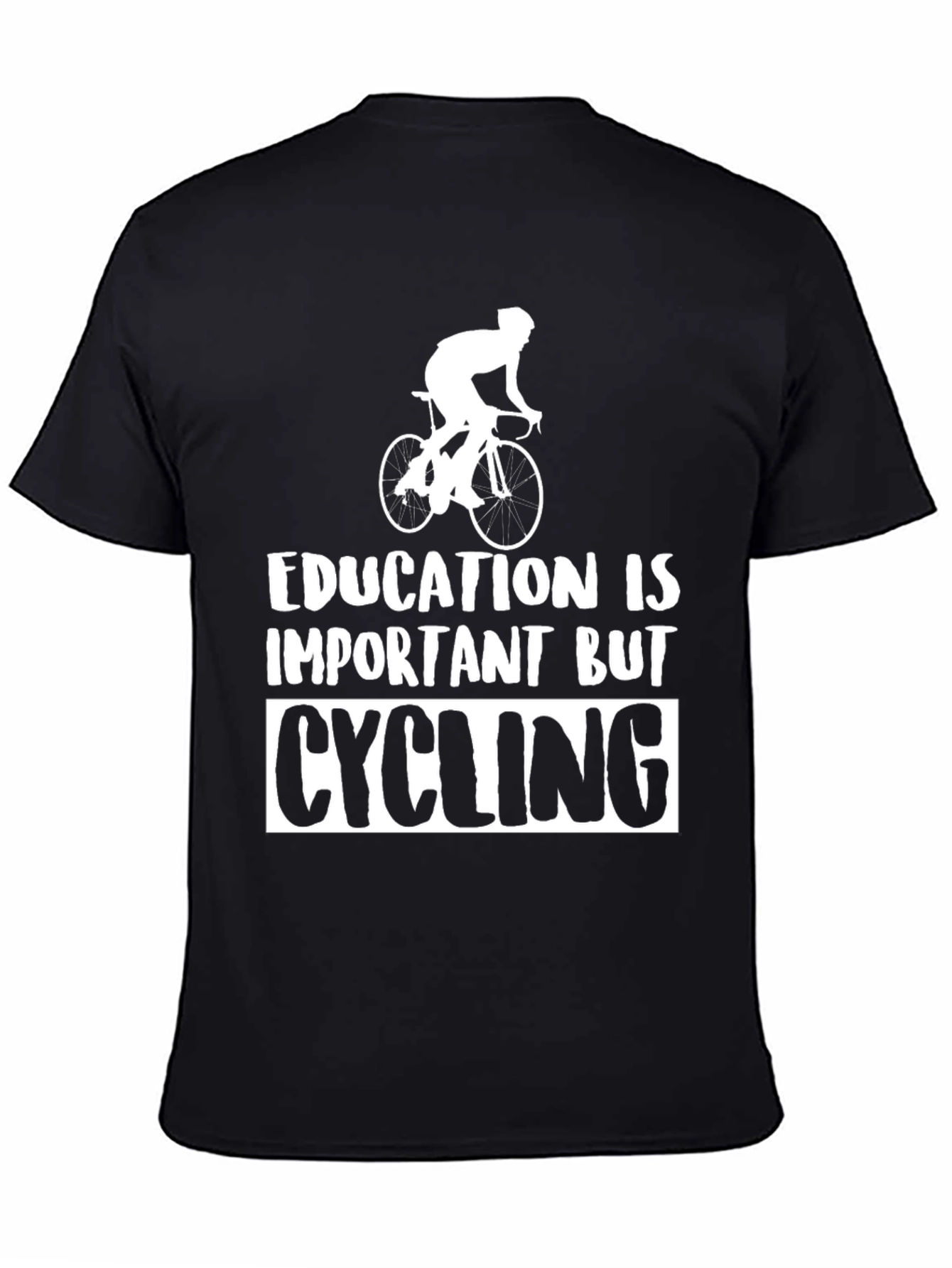 Black Cycling T-Shirt: Education is Important, But Cycling view 4