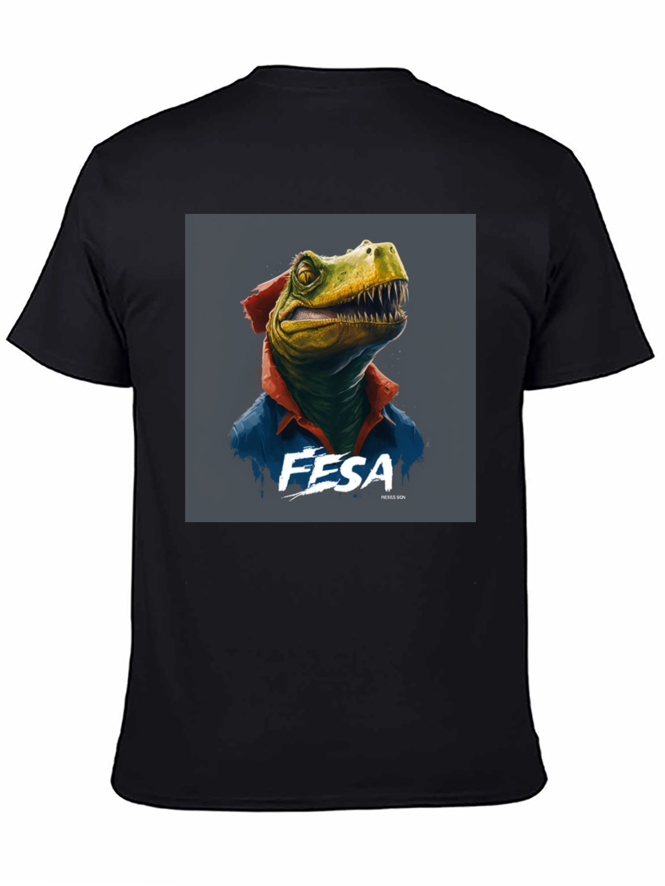 Black FESA Dinosaur Graphic Black T-Shirt view 4