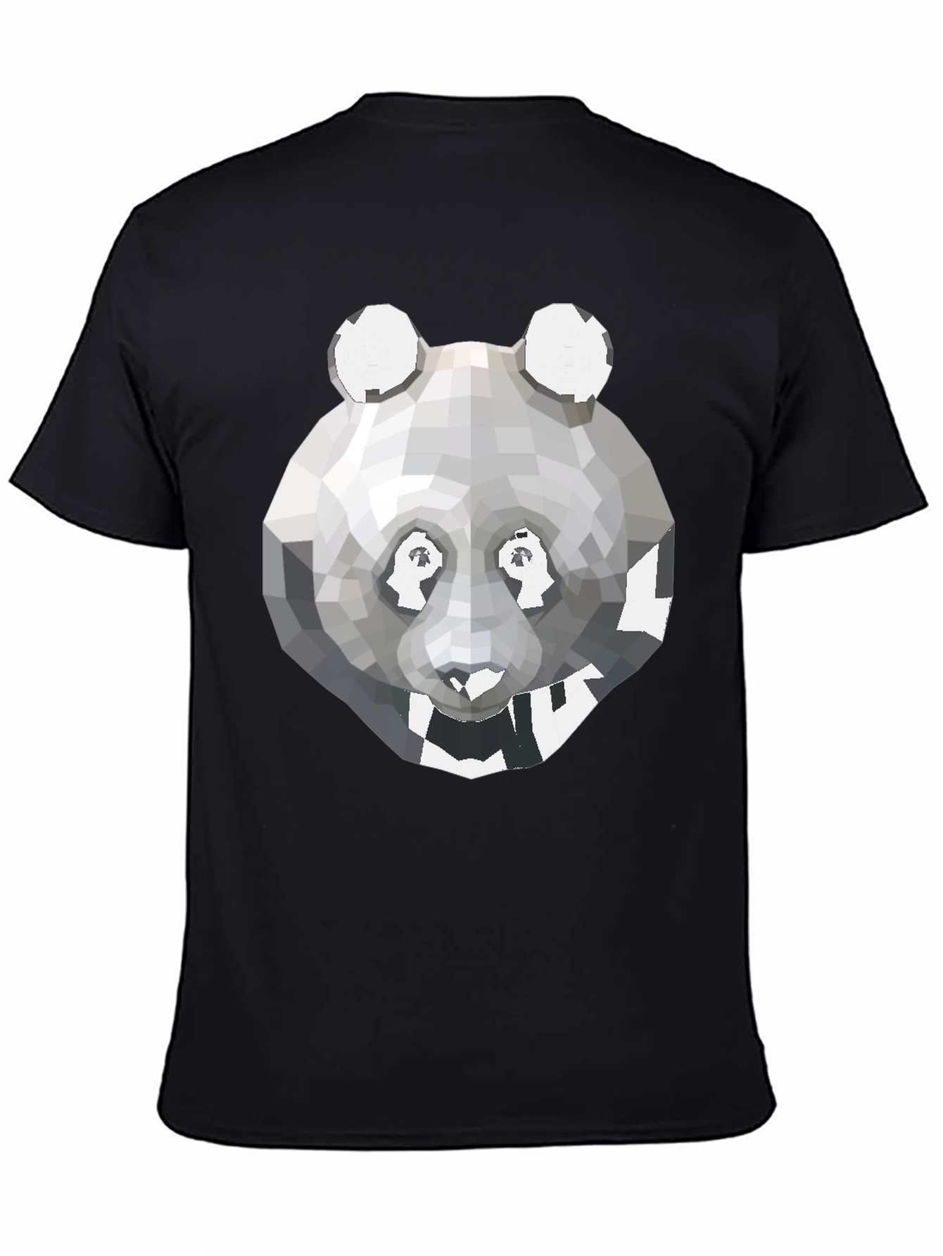Black Geometric Panda Graphic Tee - Modern Men's T-Shirt view 4
