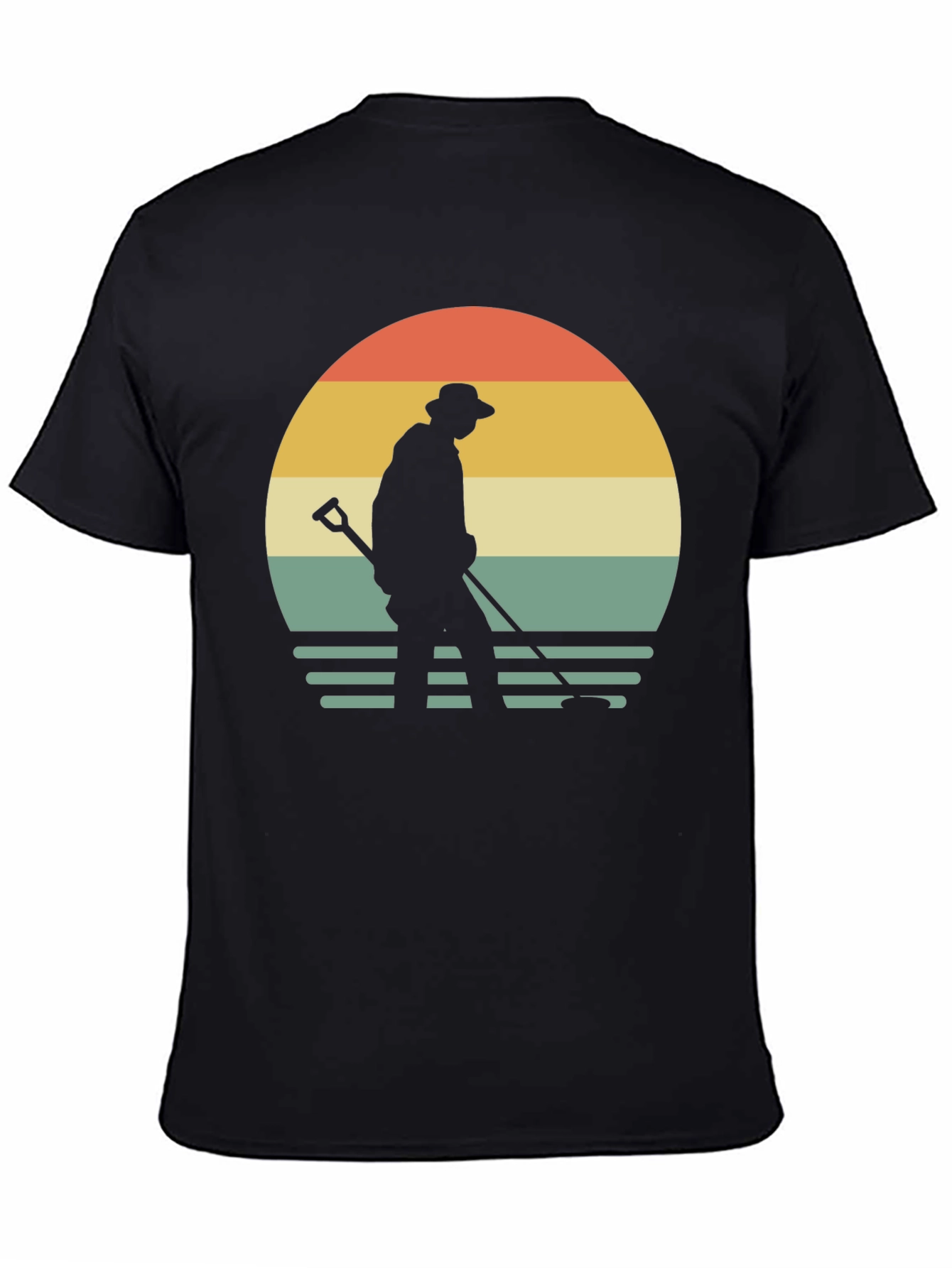 Black Vintage Metal Detecting T-Shirt view 4