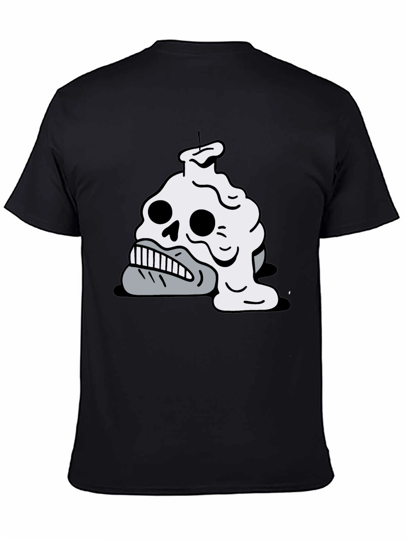Black Melting Skull Candle Graphic T-Shirt view 4