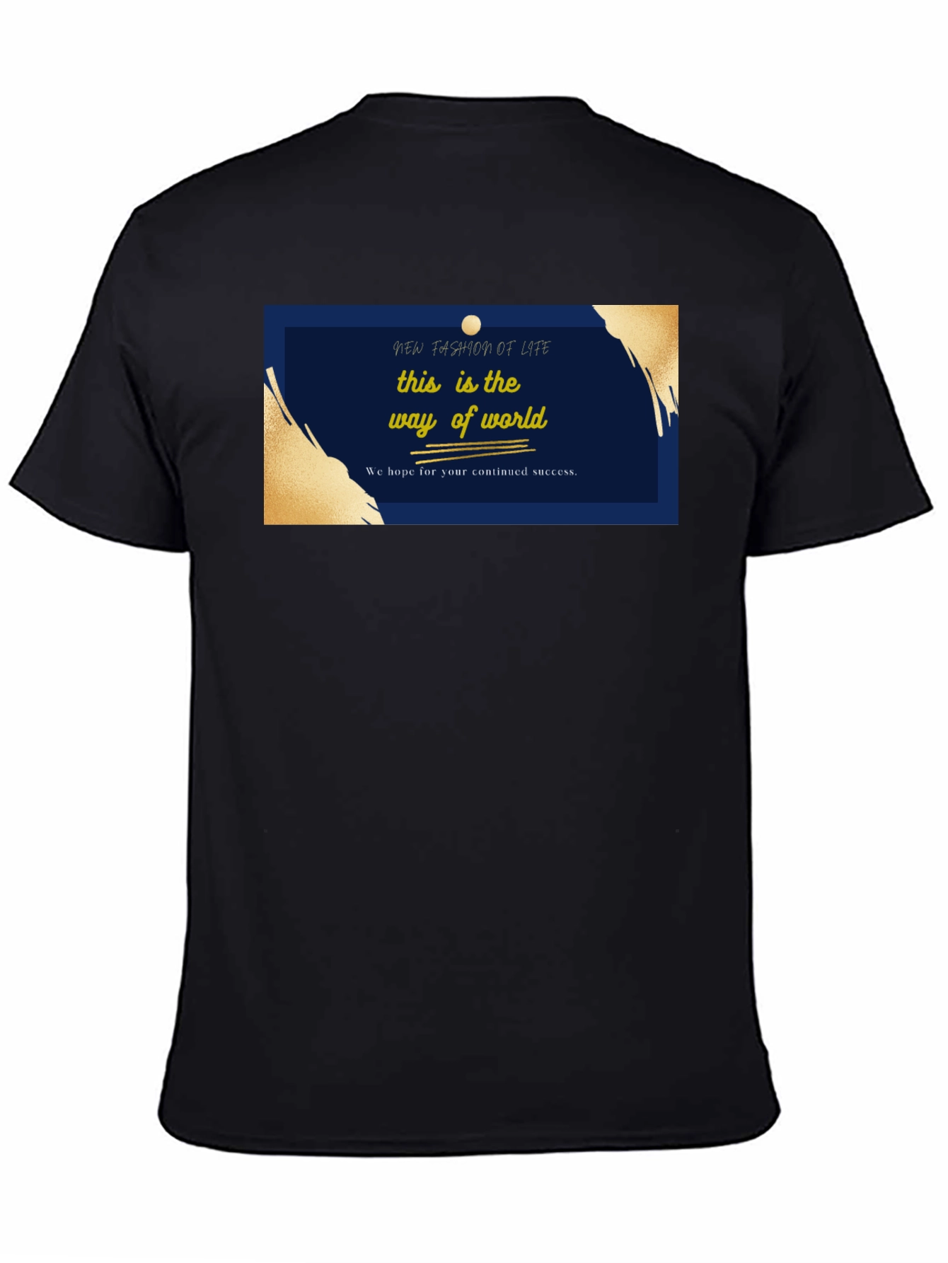 Black Stylish Black T-Shirt with 'New Fashion of Life' Graphic view 4