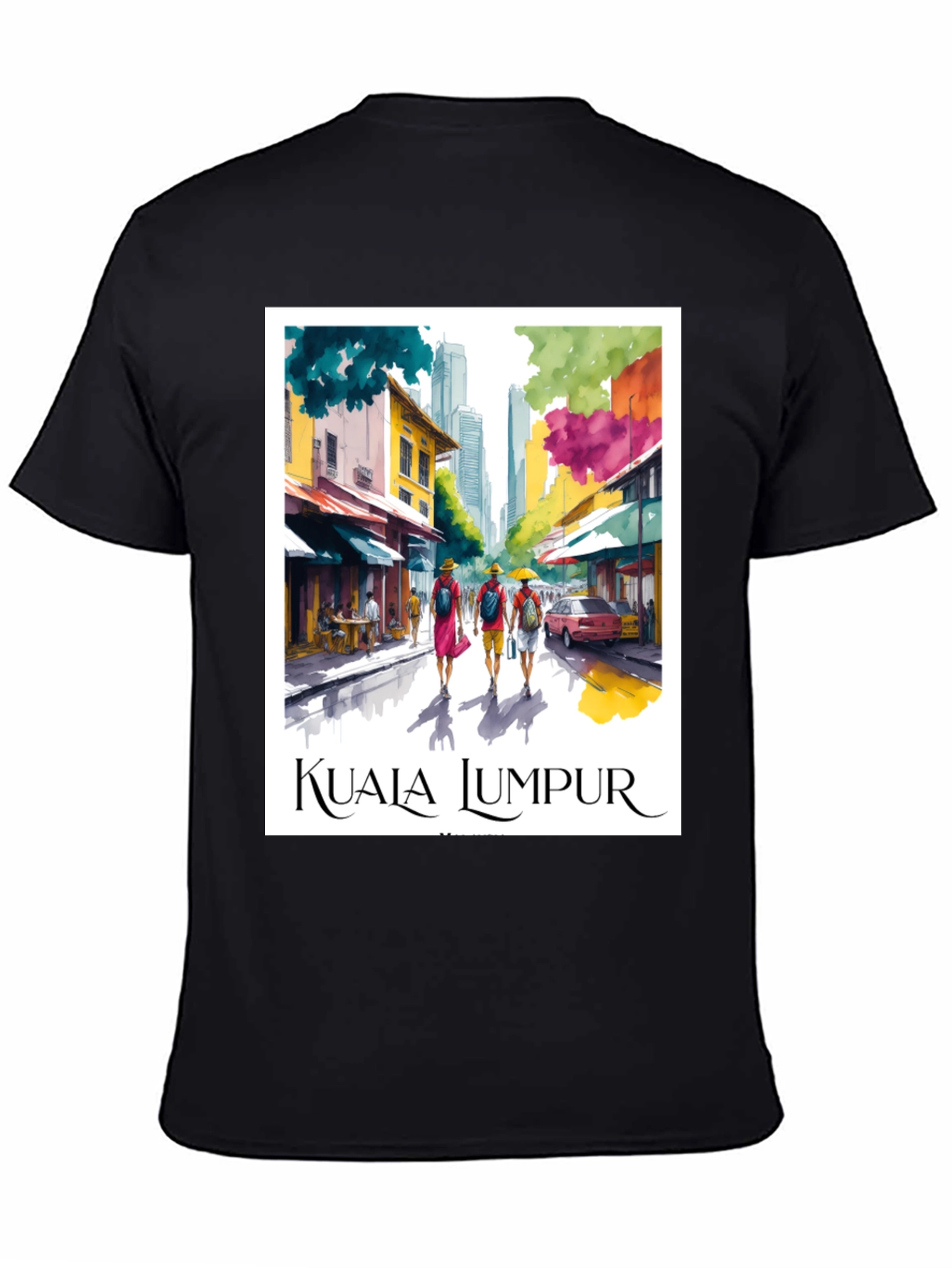 Black Kuala Lumpur Travel T-Shirt view 4