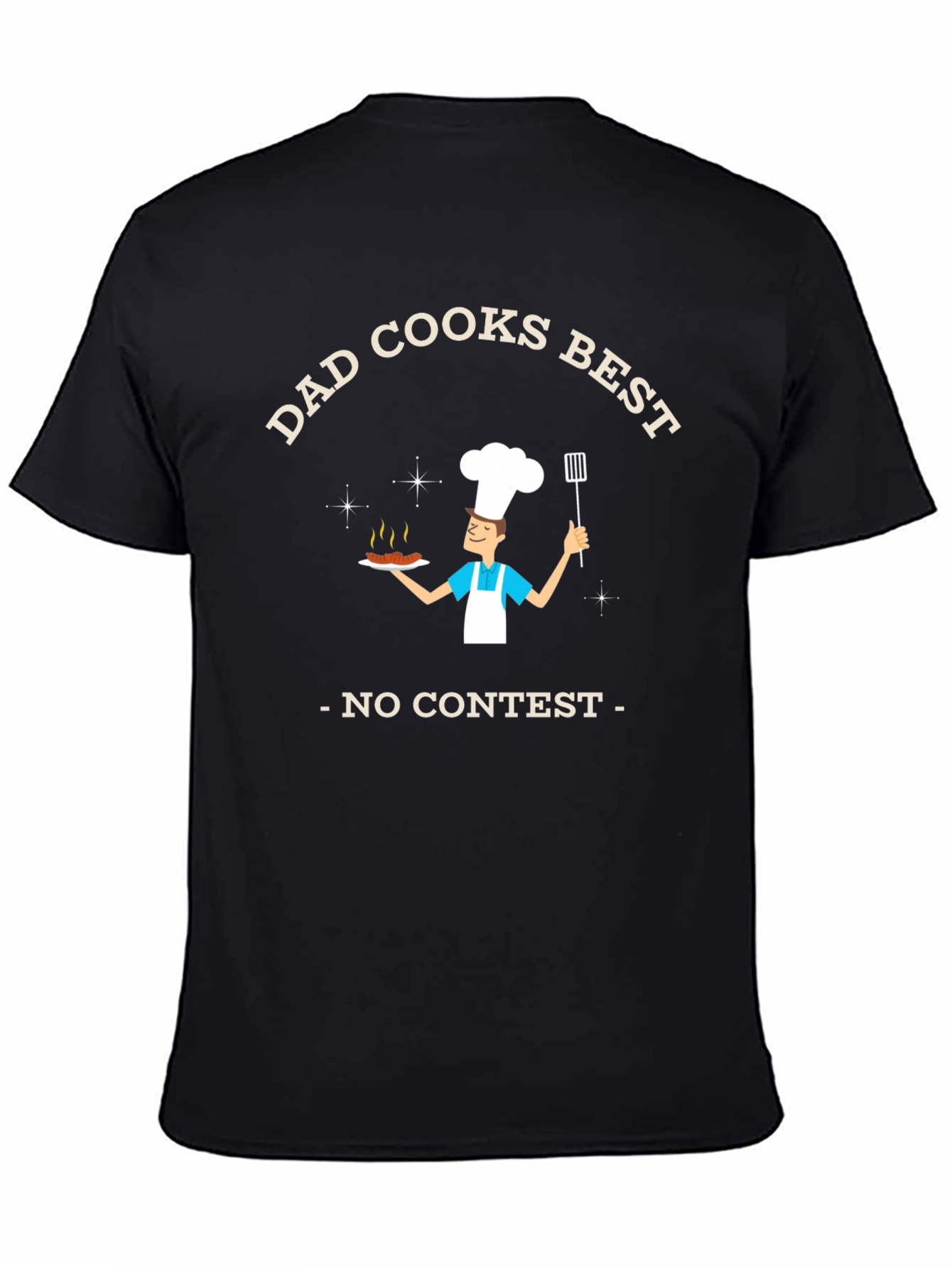 Black Dad Cooks Best T-Shirt - No Contest BBQ Chef Tee view 4