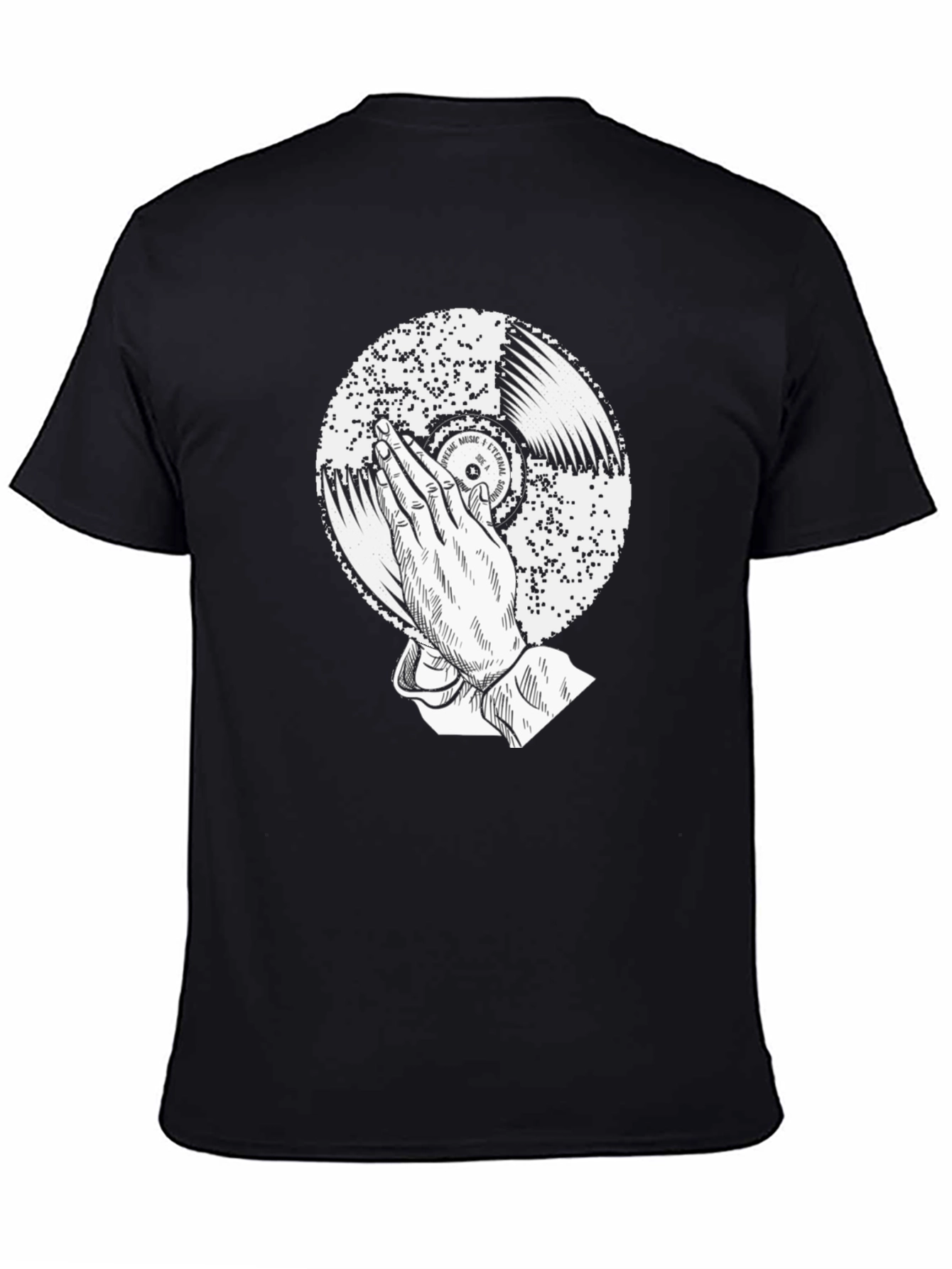 Black Black Graphic Tee: Praying Hands Record Design view 4