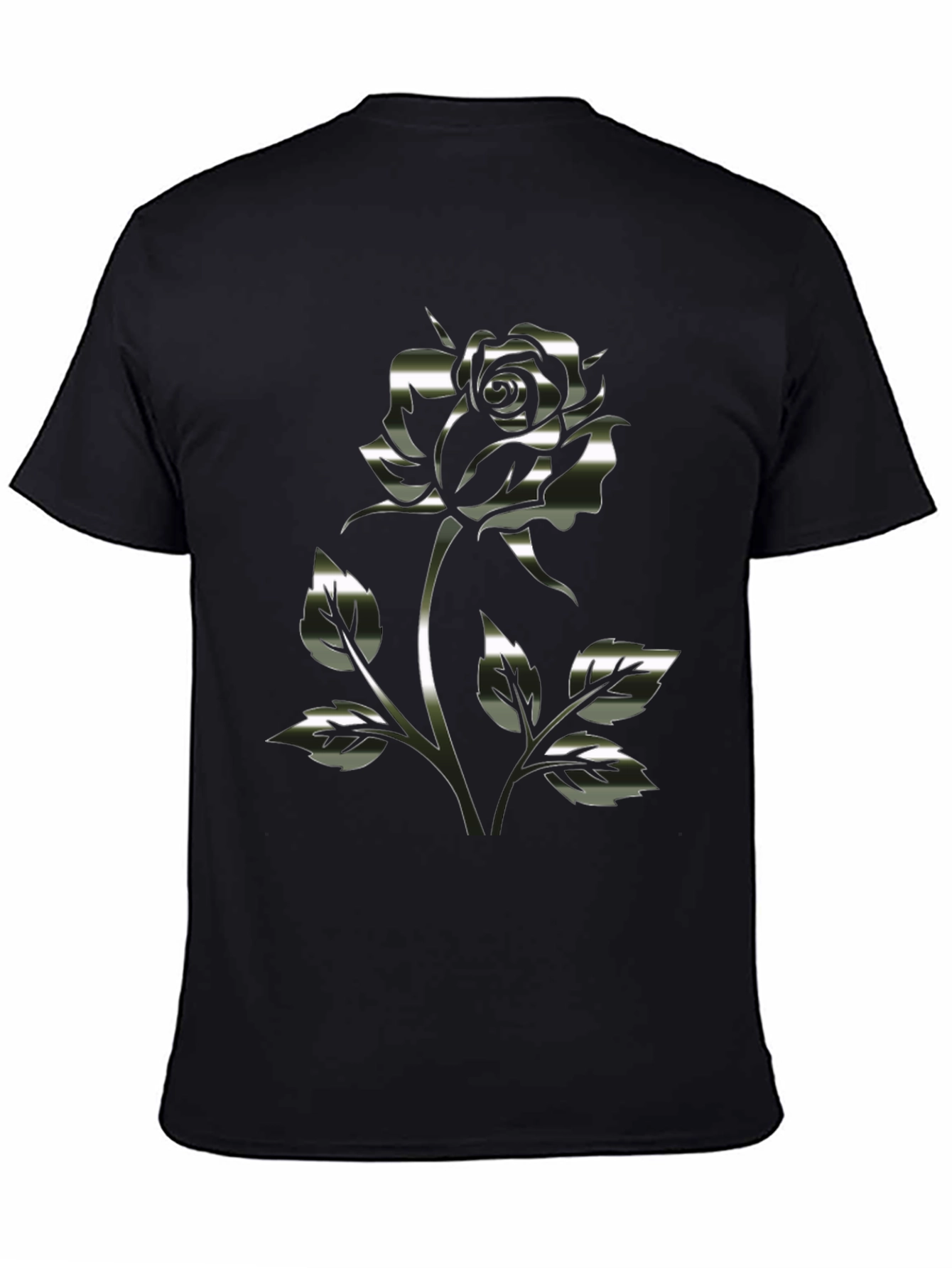Black Chrome Rose Graphic Black T-Shirt view 4