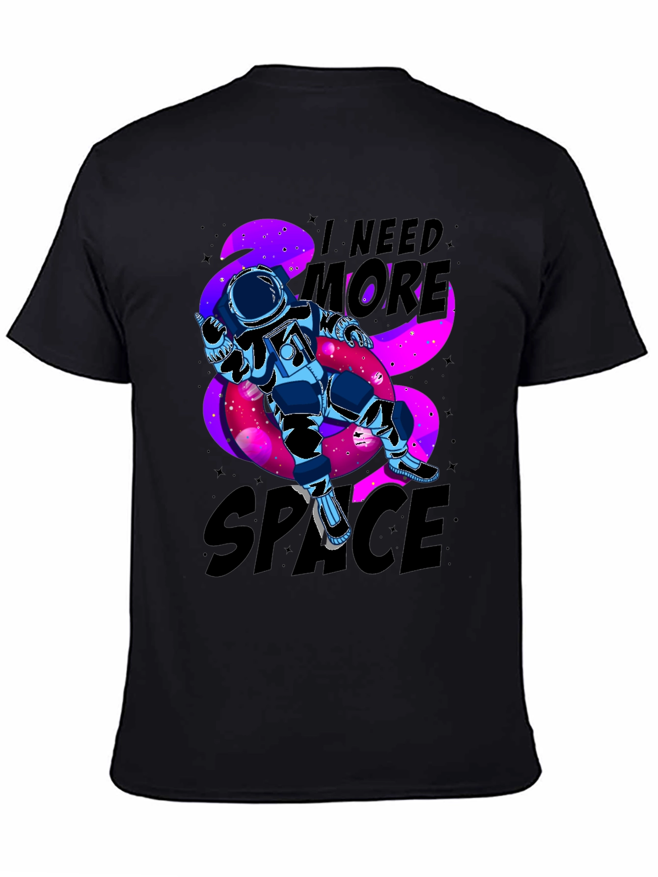 Black I Need More Space Astronaut Graphic T-Shirt view 4
