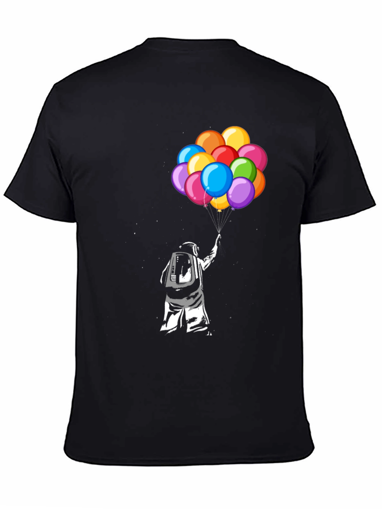 Black Astronaut Holding Balloons Graphic T-Shirt view 4