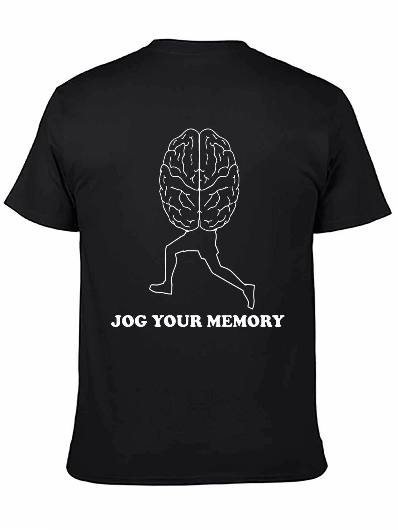 Black Jog Your Memory Brain Graphic Tee - Black Cotton T-Shirt view 4