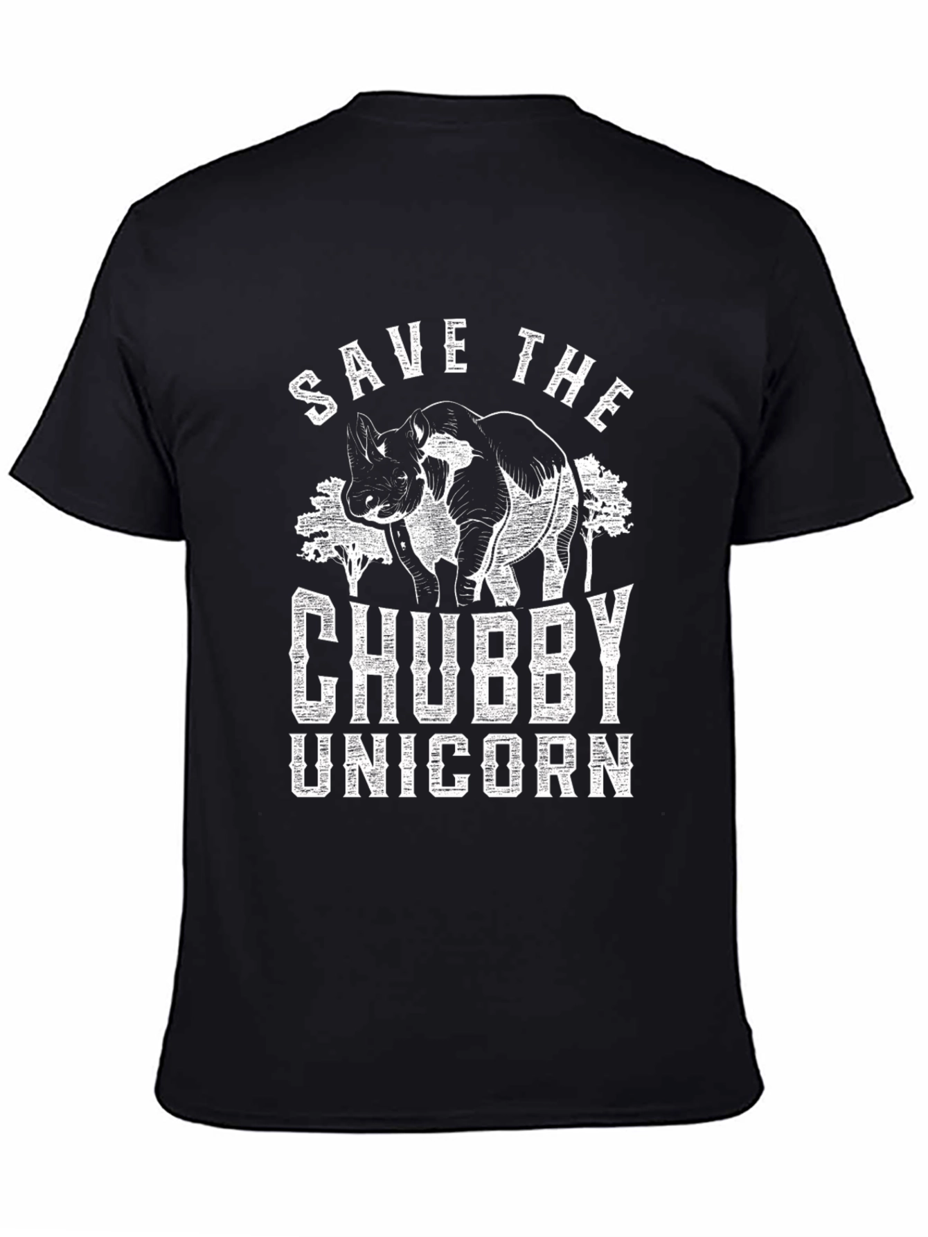 Black Save the Chubby Unicorn T-Shirt view 4