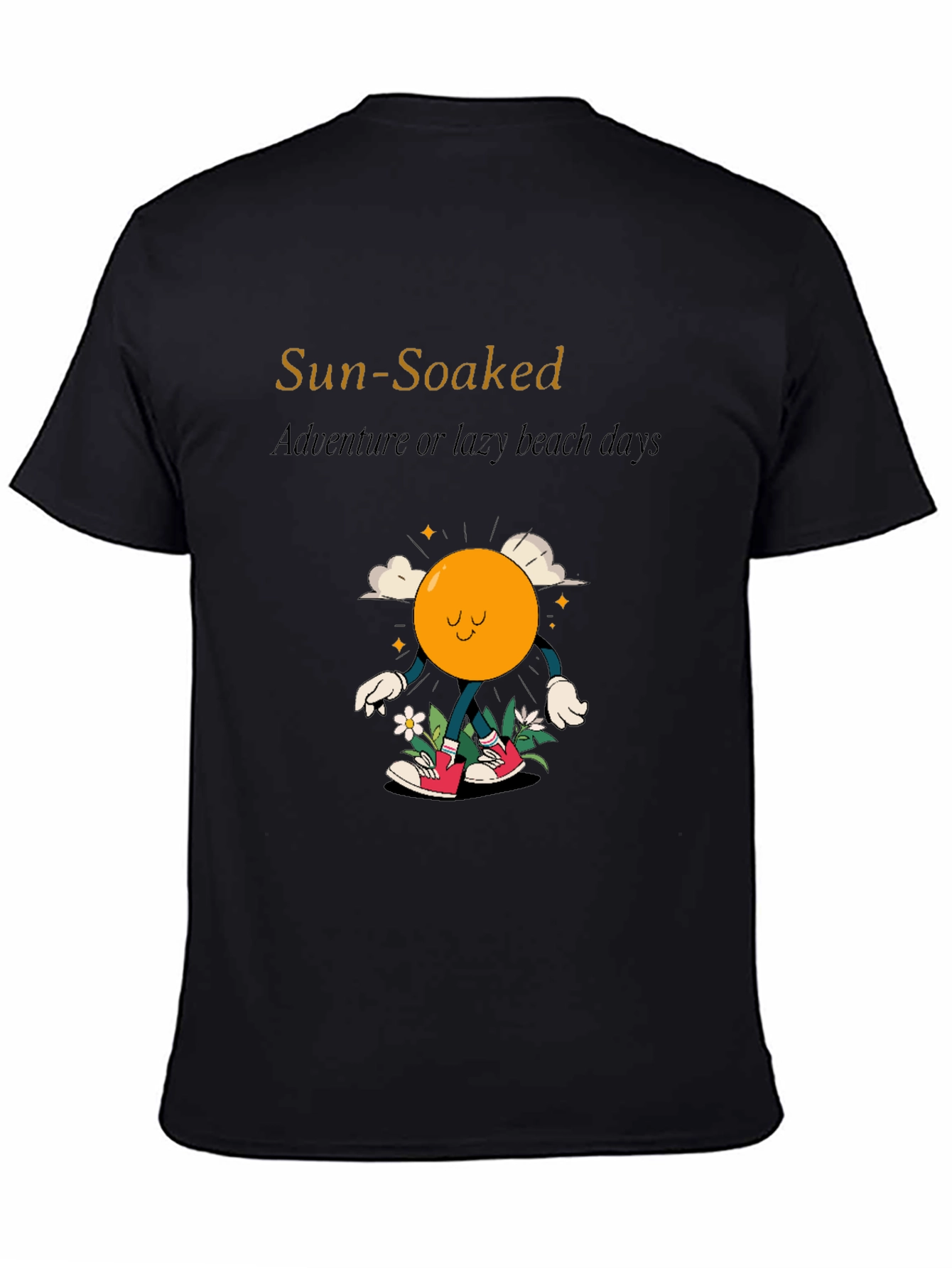 Black Sun-Soaked Adventure T-Shirt - Lazy Beach Days view 4