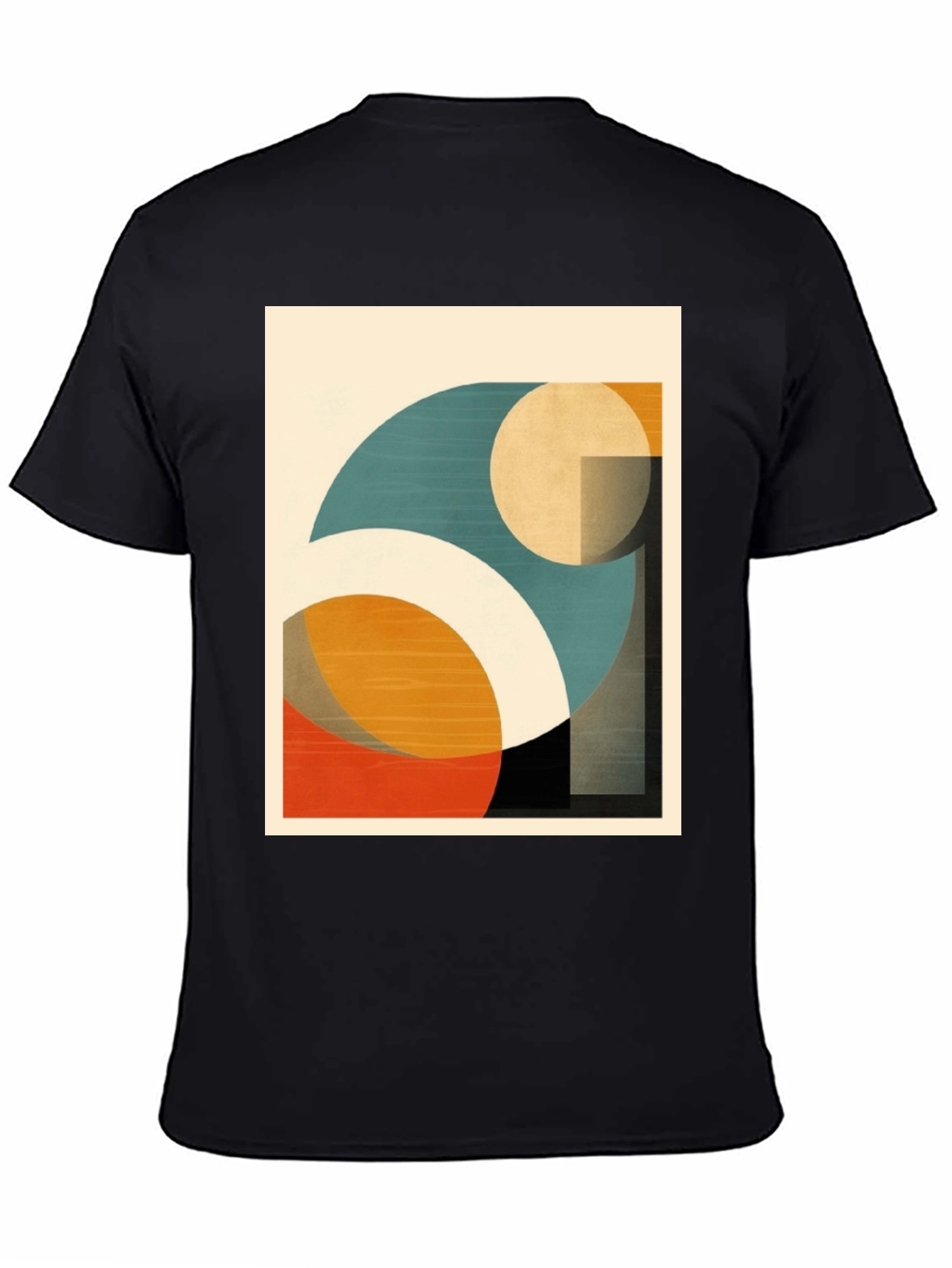 Black Geometric Art T-Shirt: Modern Abstract Design view 4