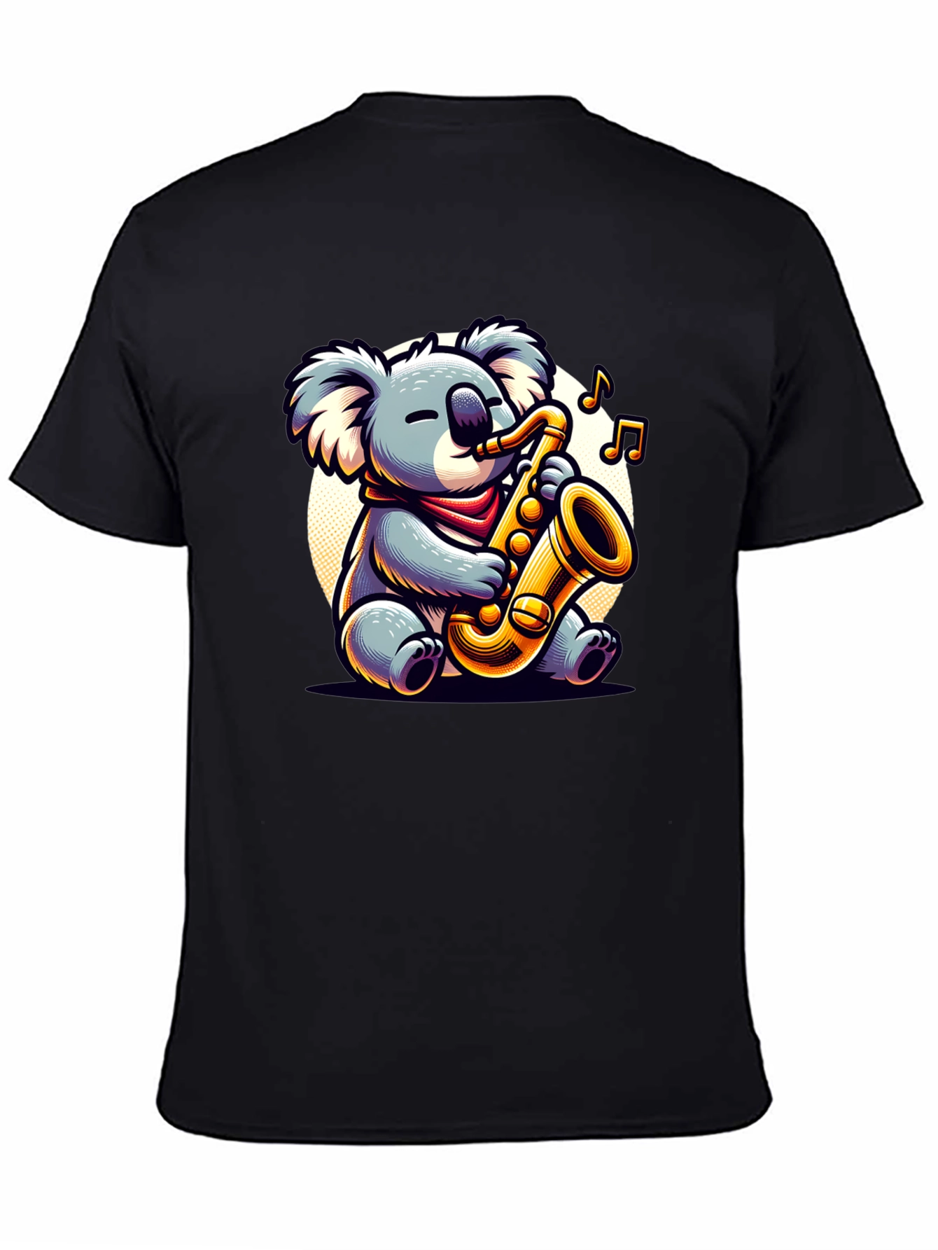 Black Koala Saxophone Player Graphic Tee view 4