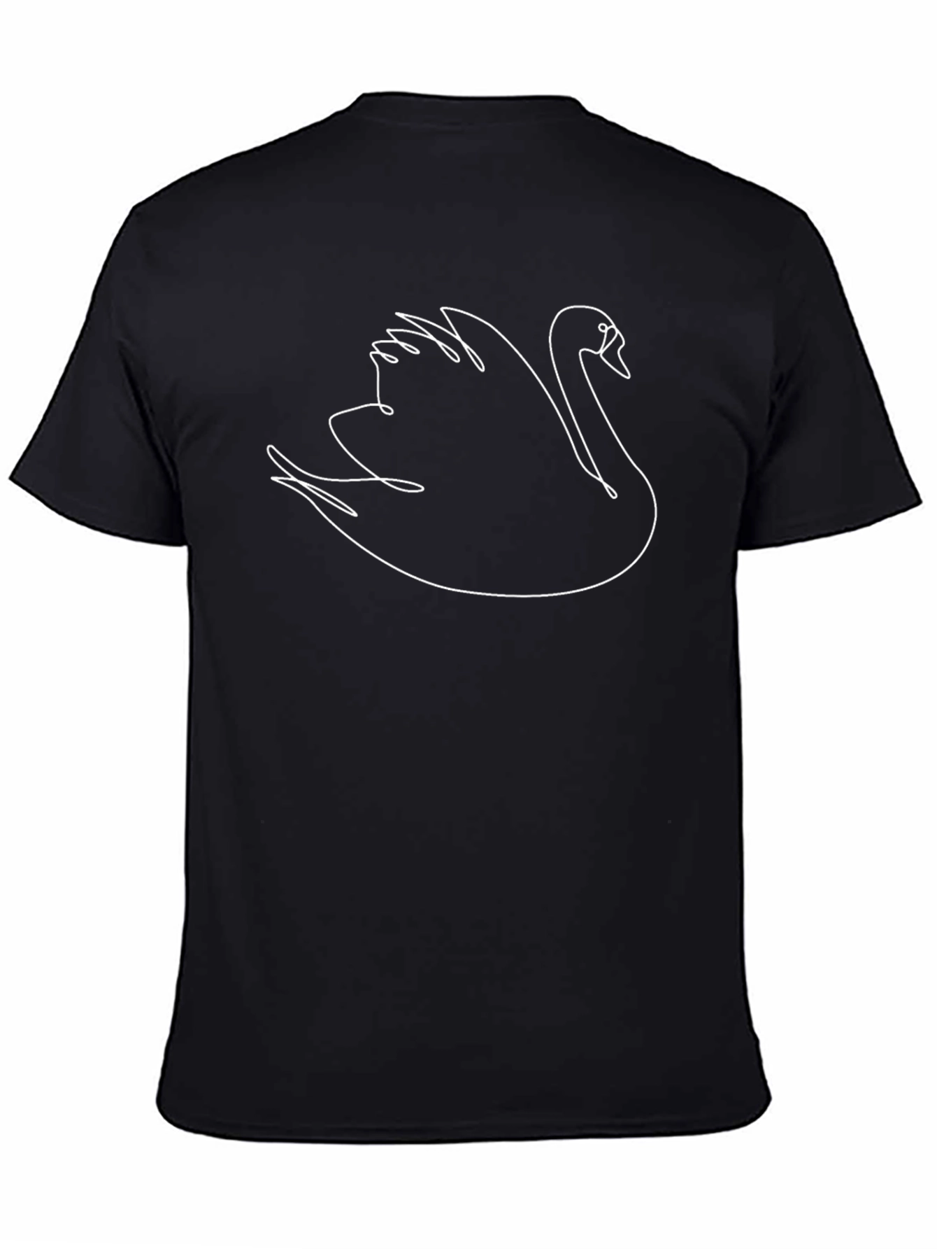 Black Swan Line Art Black T-Shirt view 4