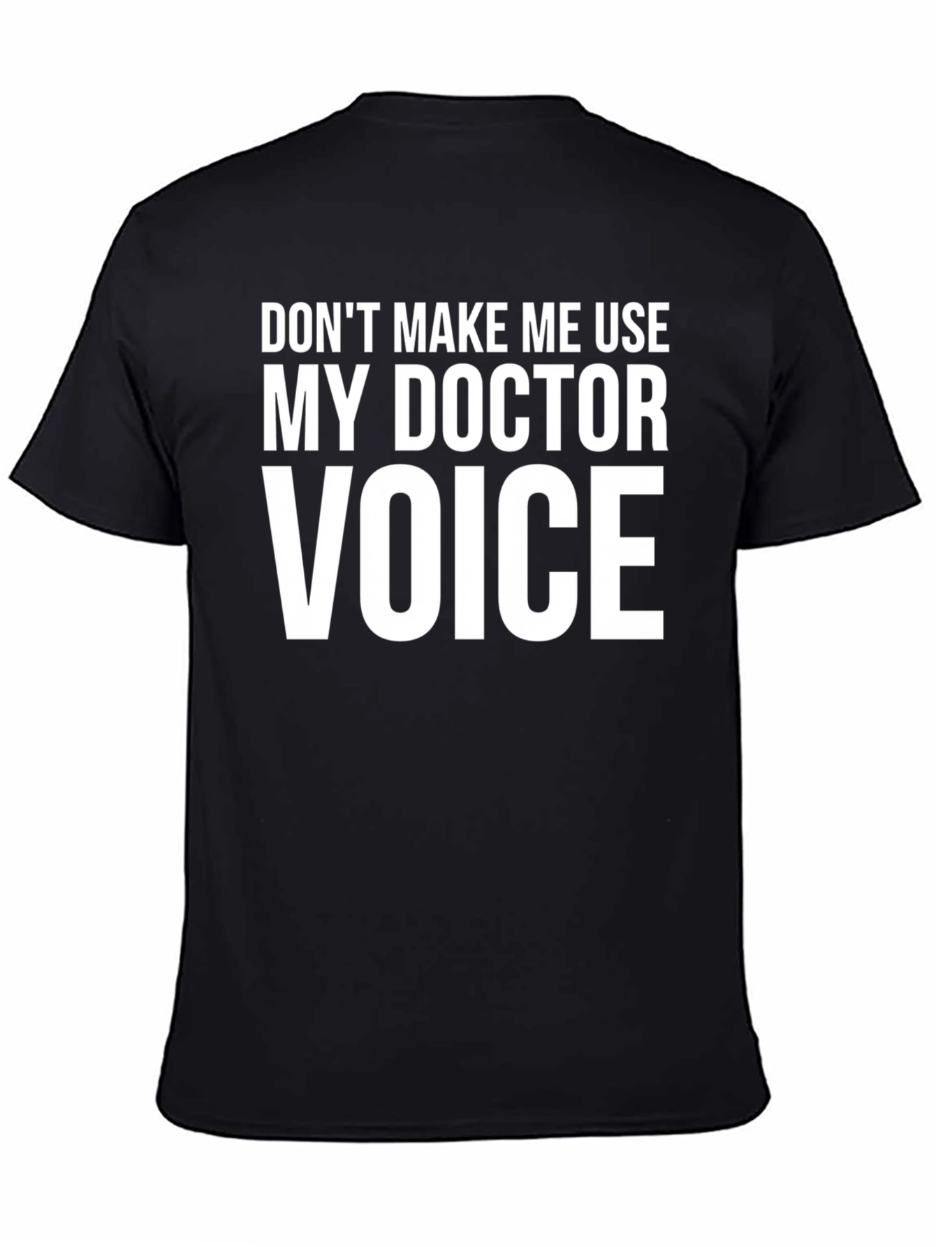 Black Funny Doctor Voice T-Shirt - Black Cotton Tee view 4