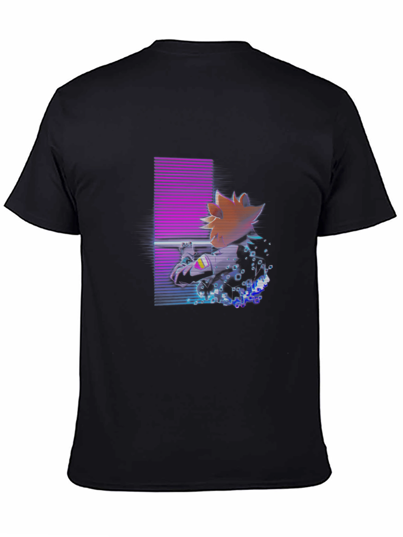 Black Retro Anime Graphic Black T-Shirt view 4