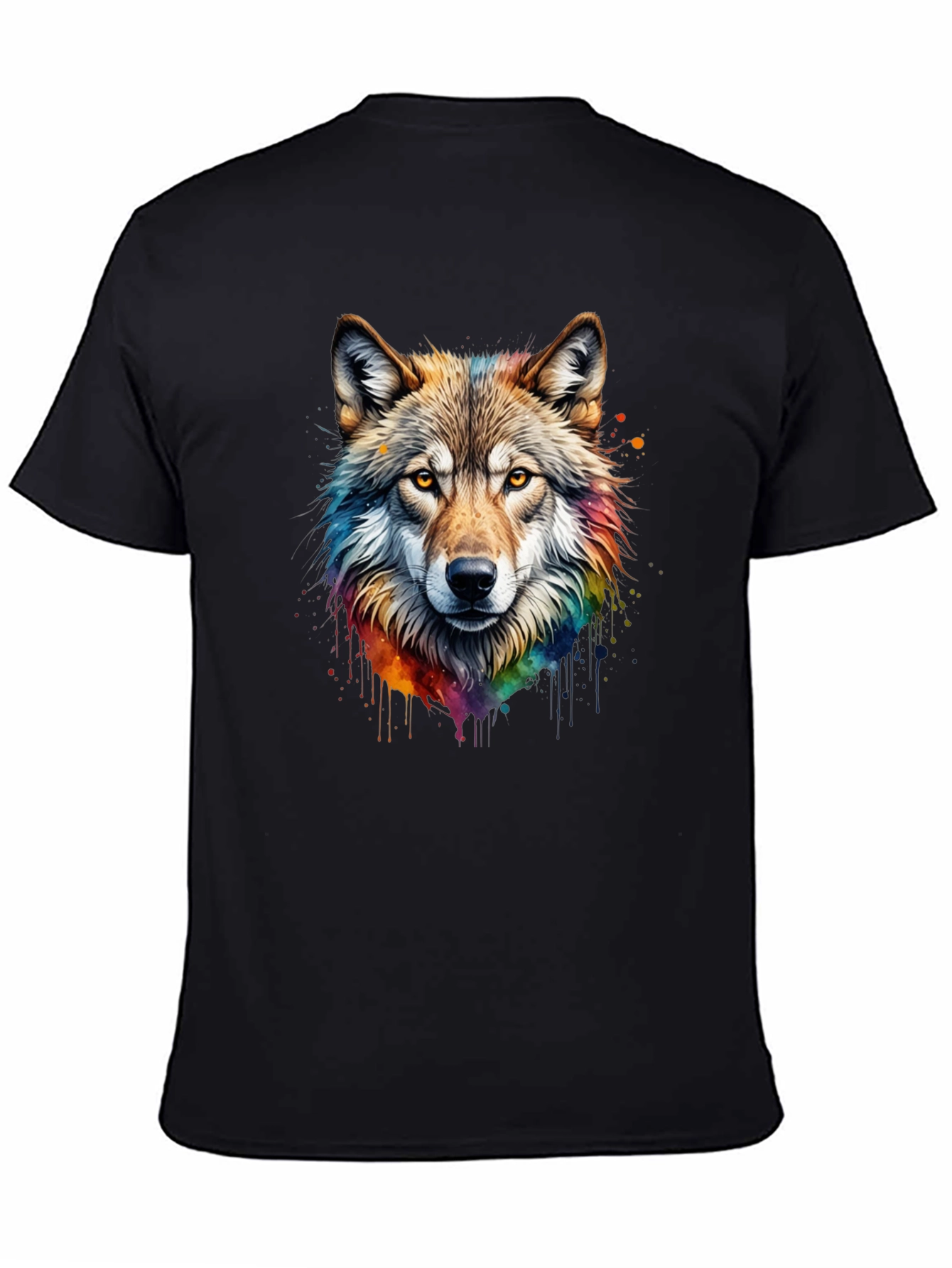 Black Wolf Graphic T-Shirt - Colorful Animal Tee view 4