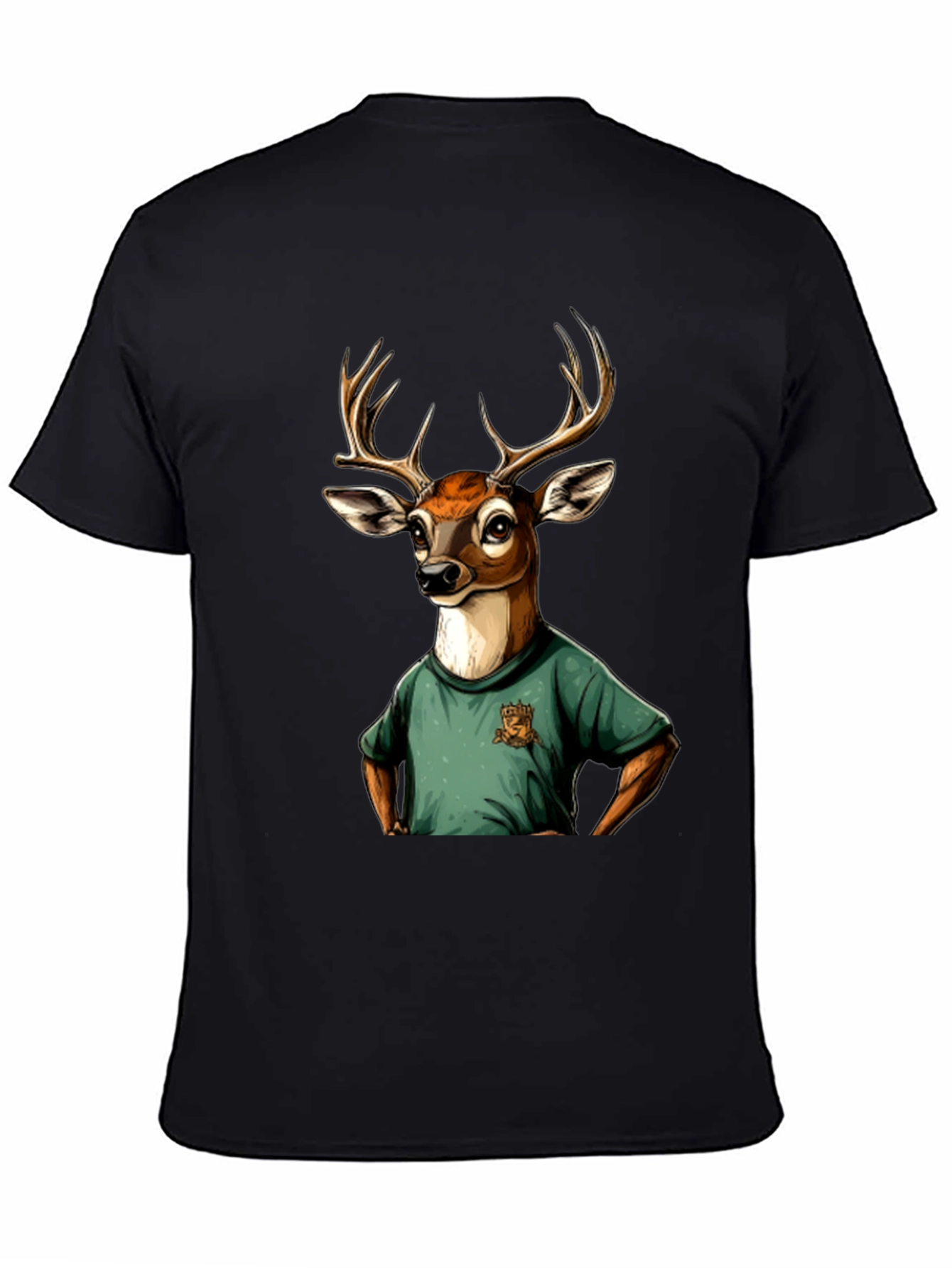 Black Deer T-Shirt - Novelty Animal Graphic Tee view 4