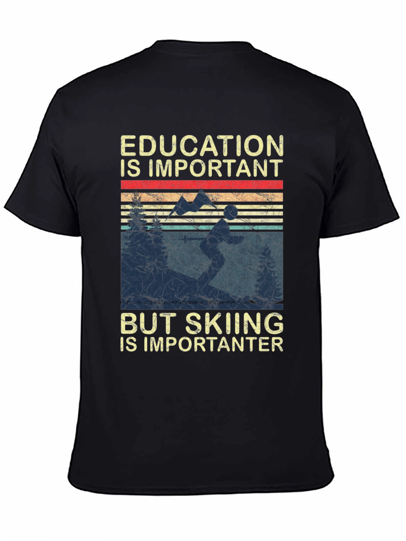 Black Skiing is Importanter T-Shirt view 4
