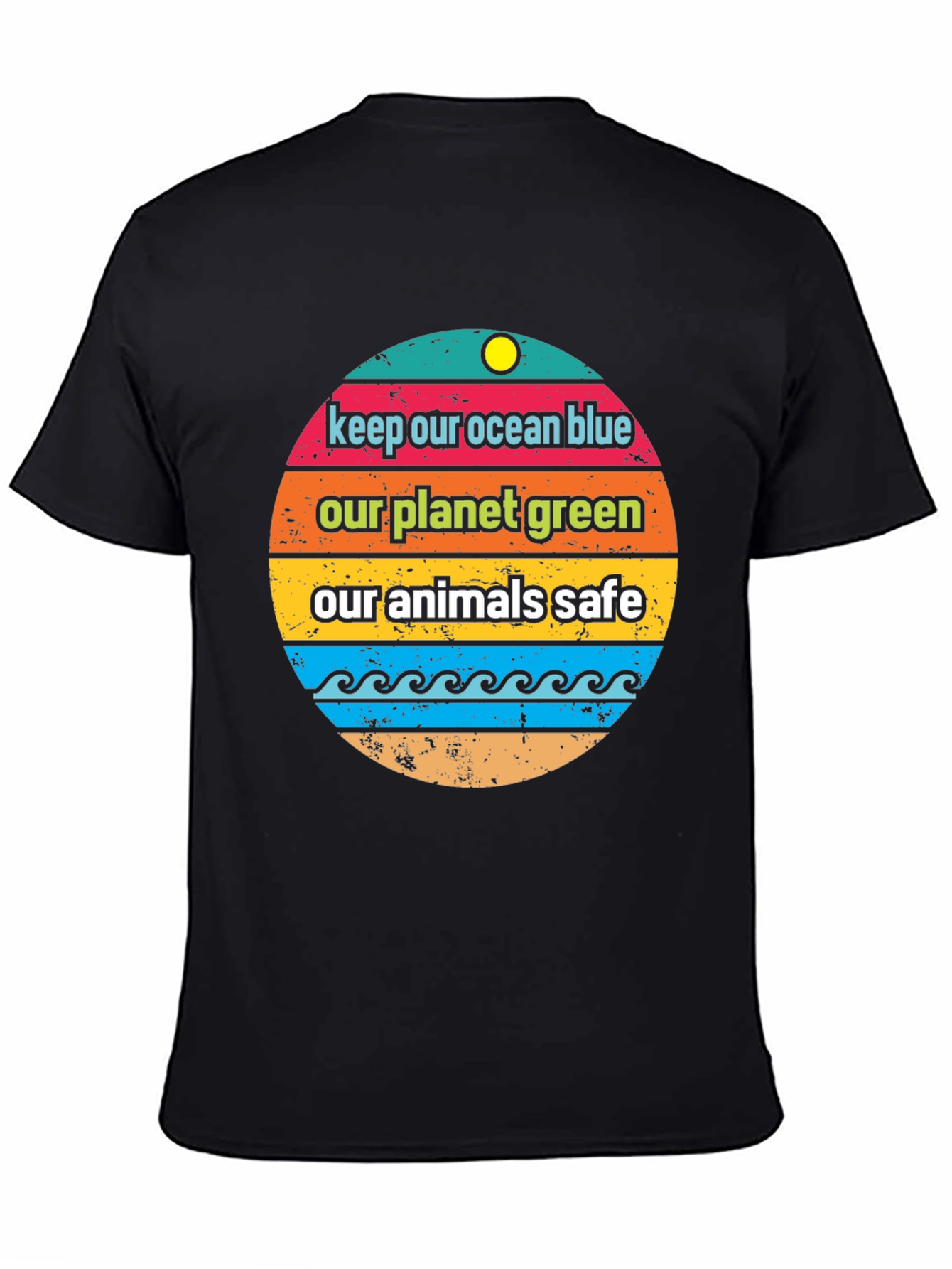 Black Ocean Blue Planet Green Graphic Tee view 4