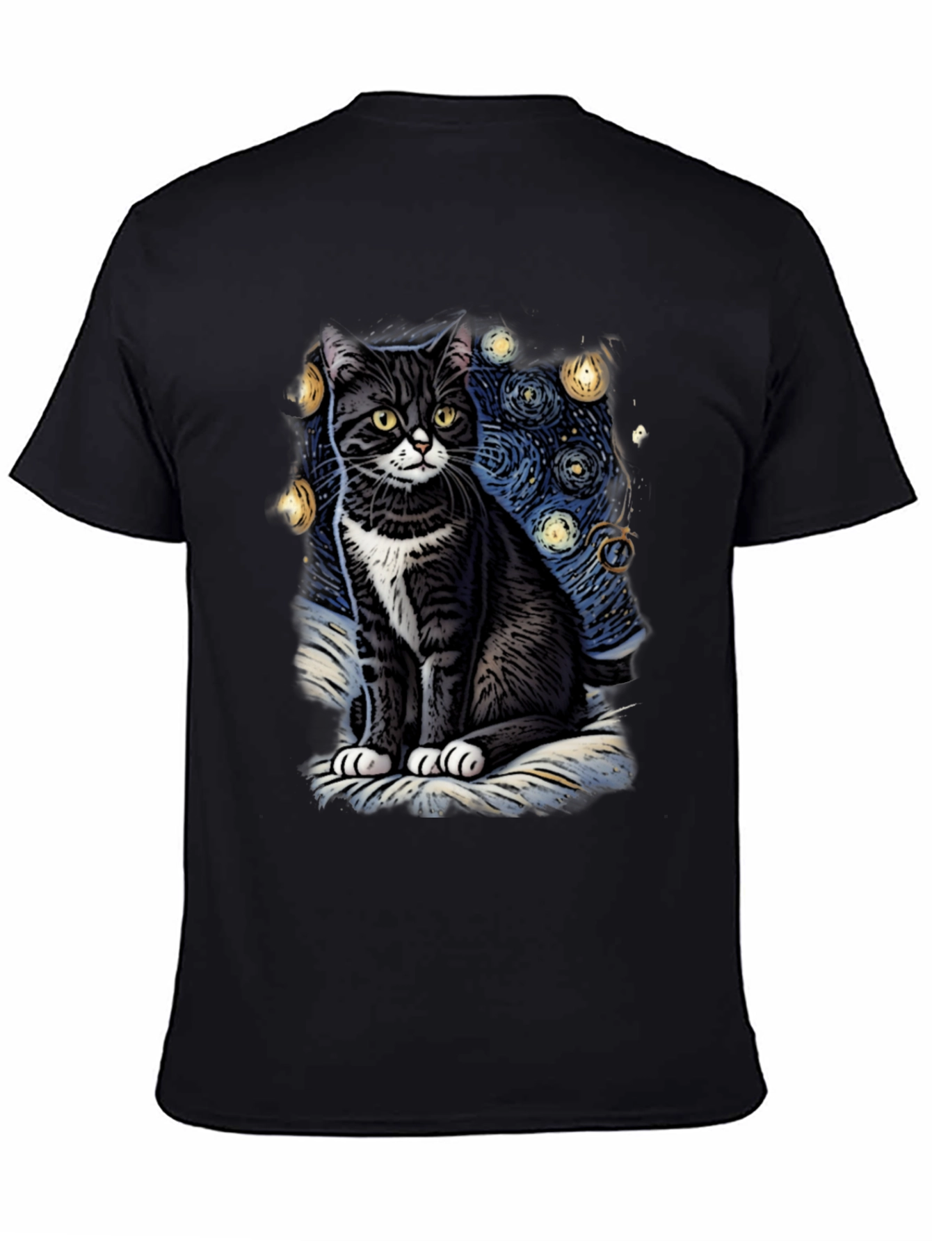 Black Starry Cat T-Shirt view 4