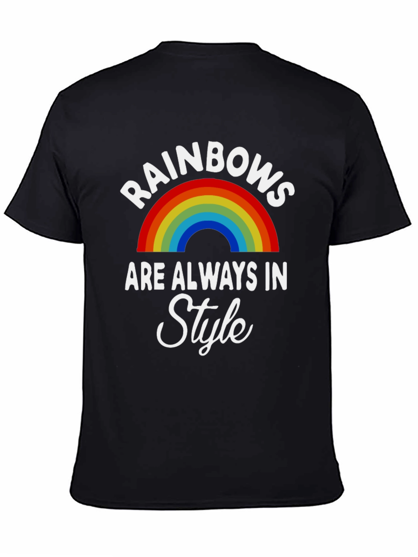 Black Rainbows Always in Style Black T-Shirt view 4