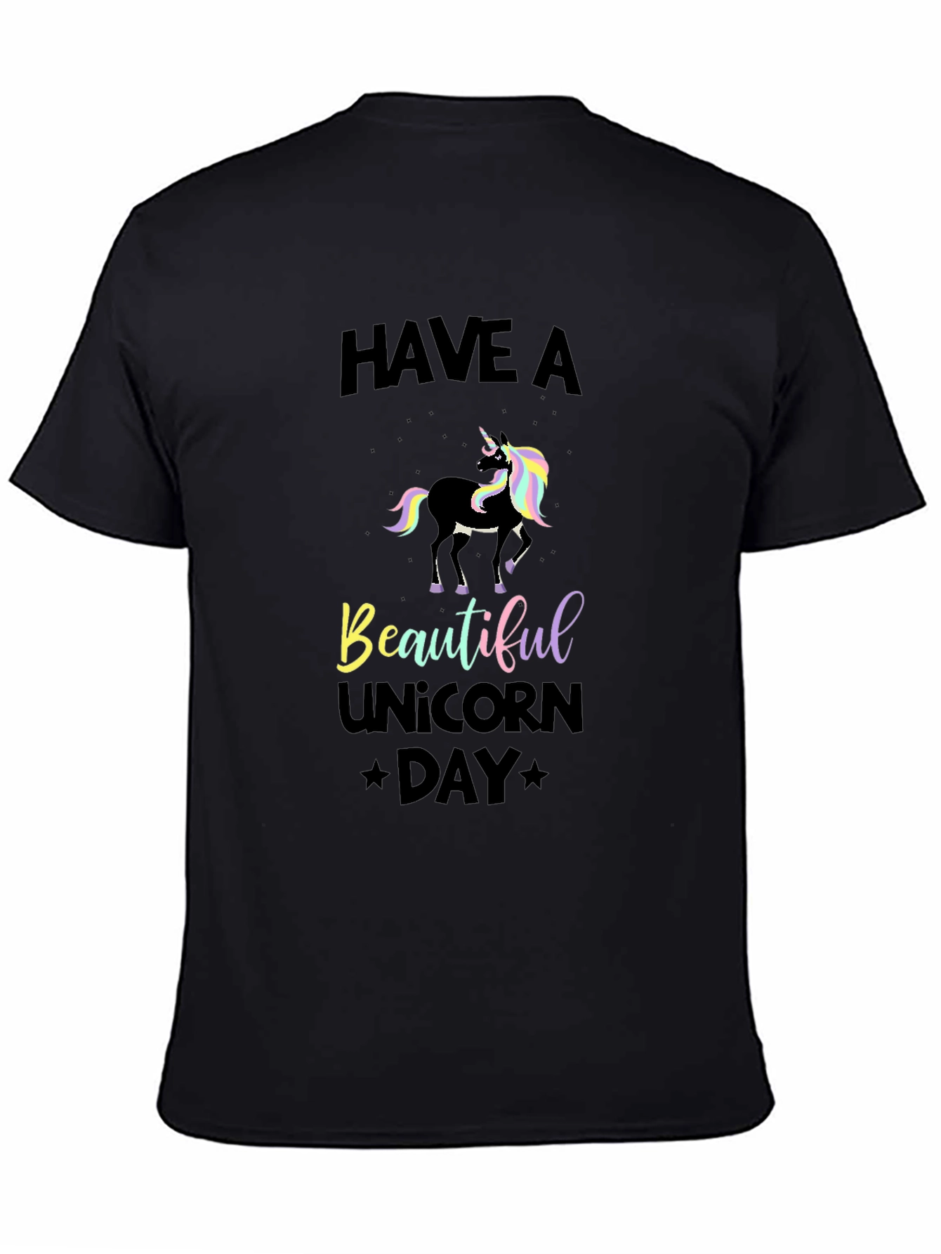 Black Unicorn Day Black T-Shirt view 4