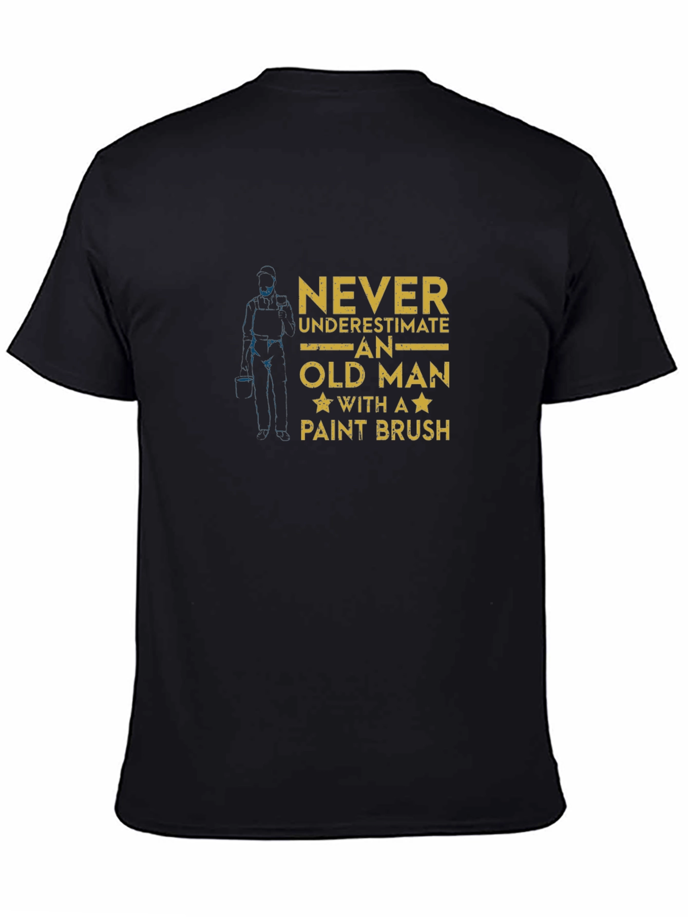 Black Never Underestimate Old Man with Paint Brush Graphic Tee view 4