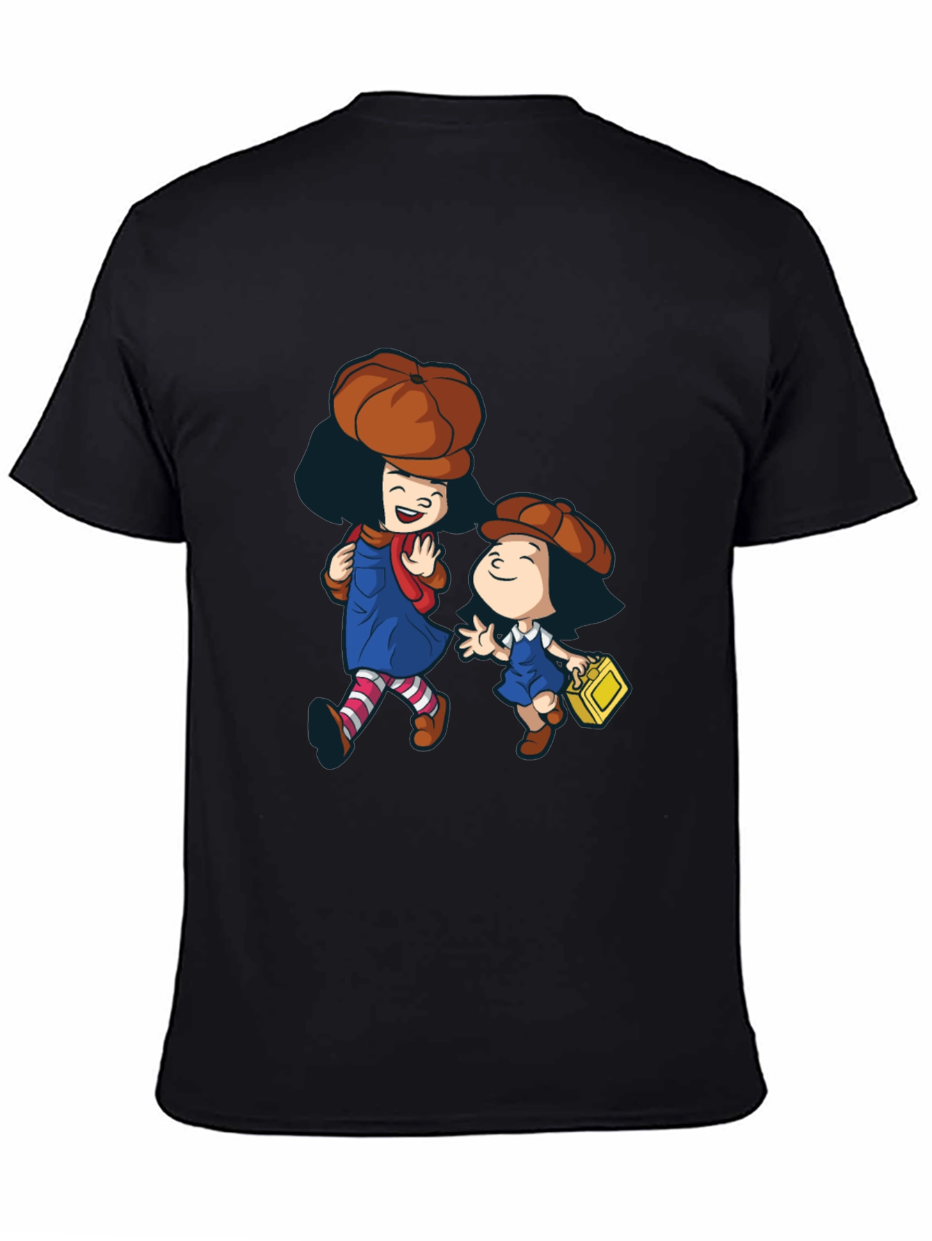 Black Cartoon Character Graphic Print Black T-Shirt view 4