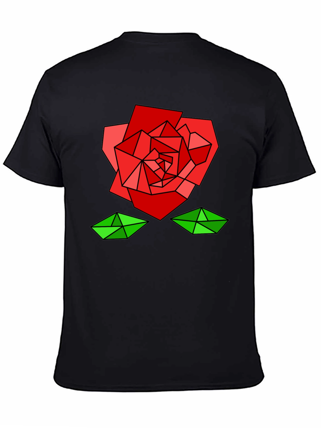 Black Geometric Rose Graphic Tee - Modern Artistic Design view 4
