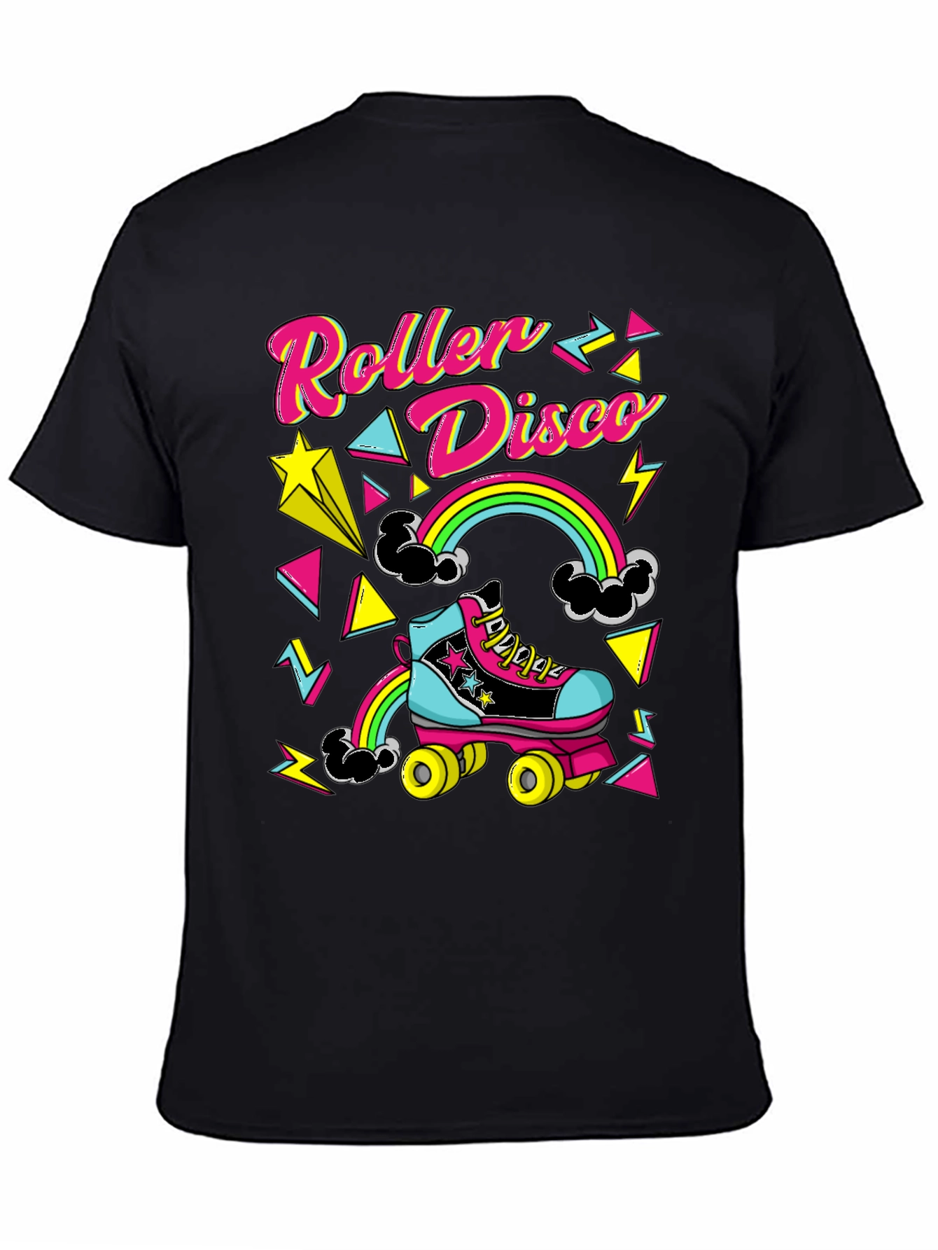 Black Retro Roller Disco T-Shirt - 80s Style view 4