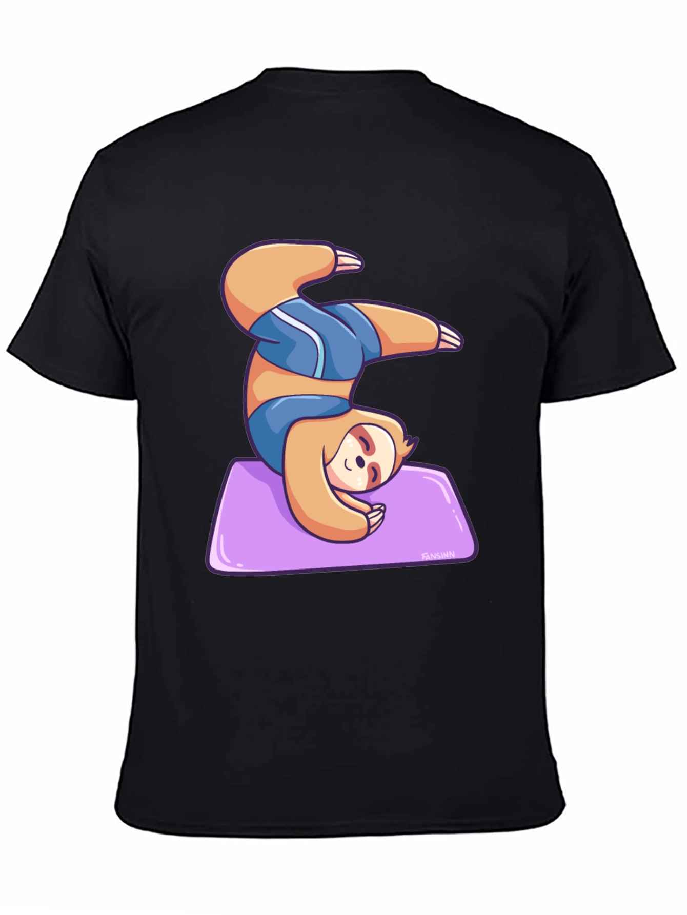 Black Yoga Sloth Graphic Tee - Relaxed Fit view 4