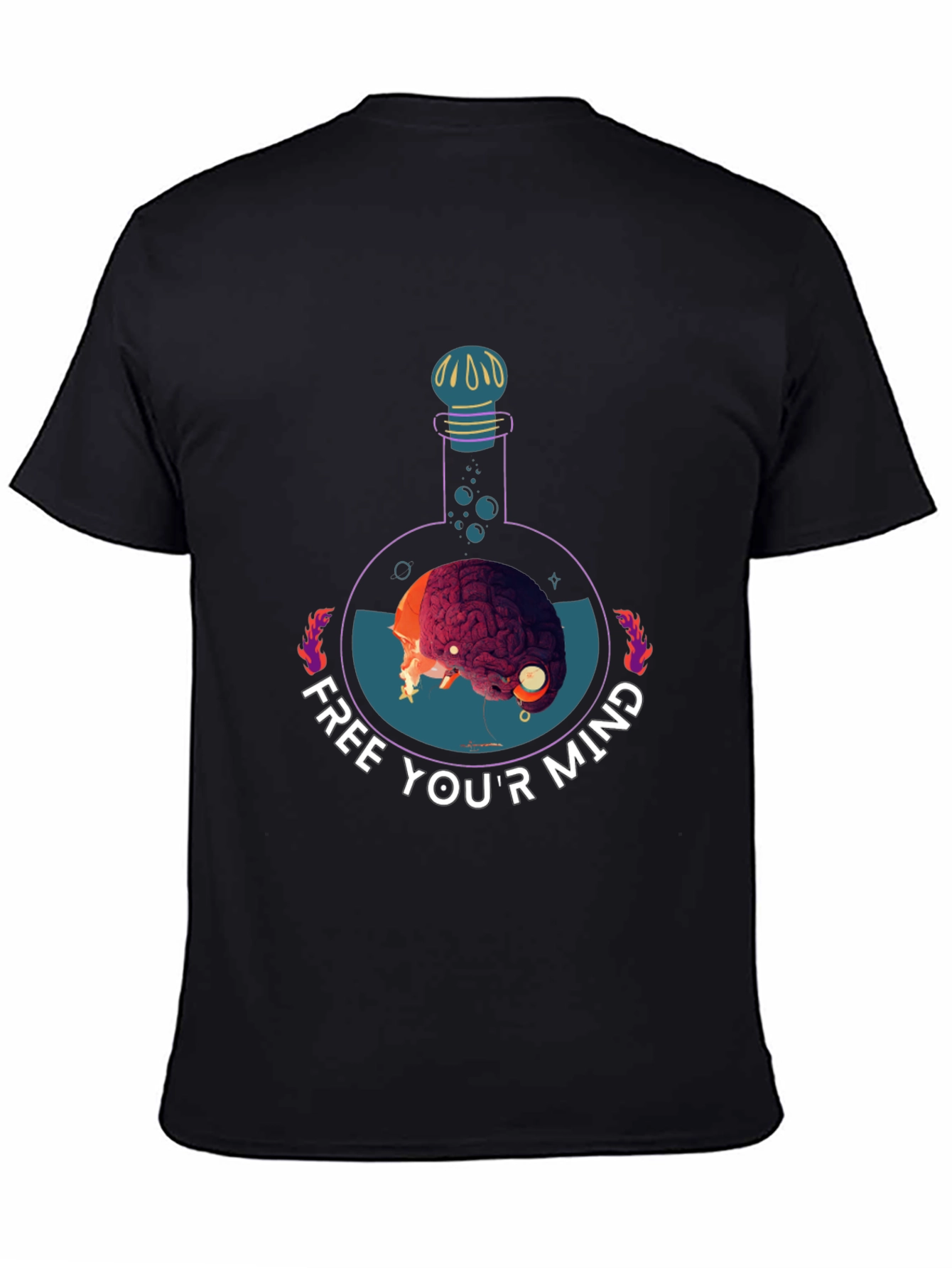 Black Free Your Mind Graphic Tee - Brain Potion Shirt view 4