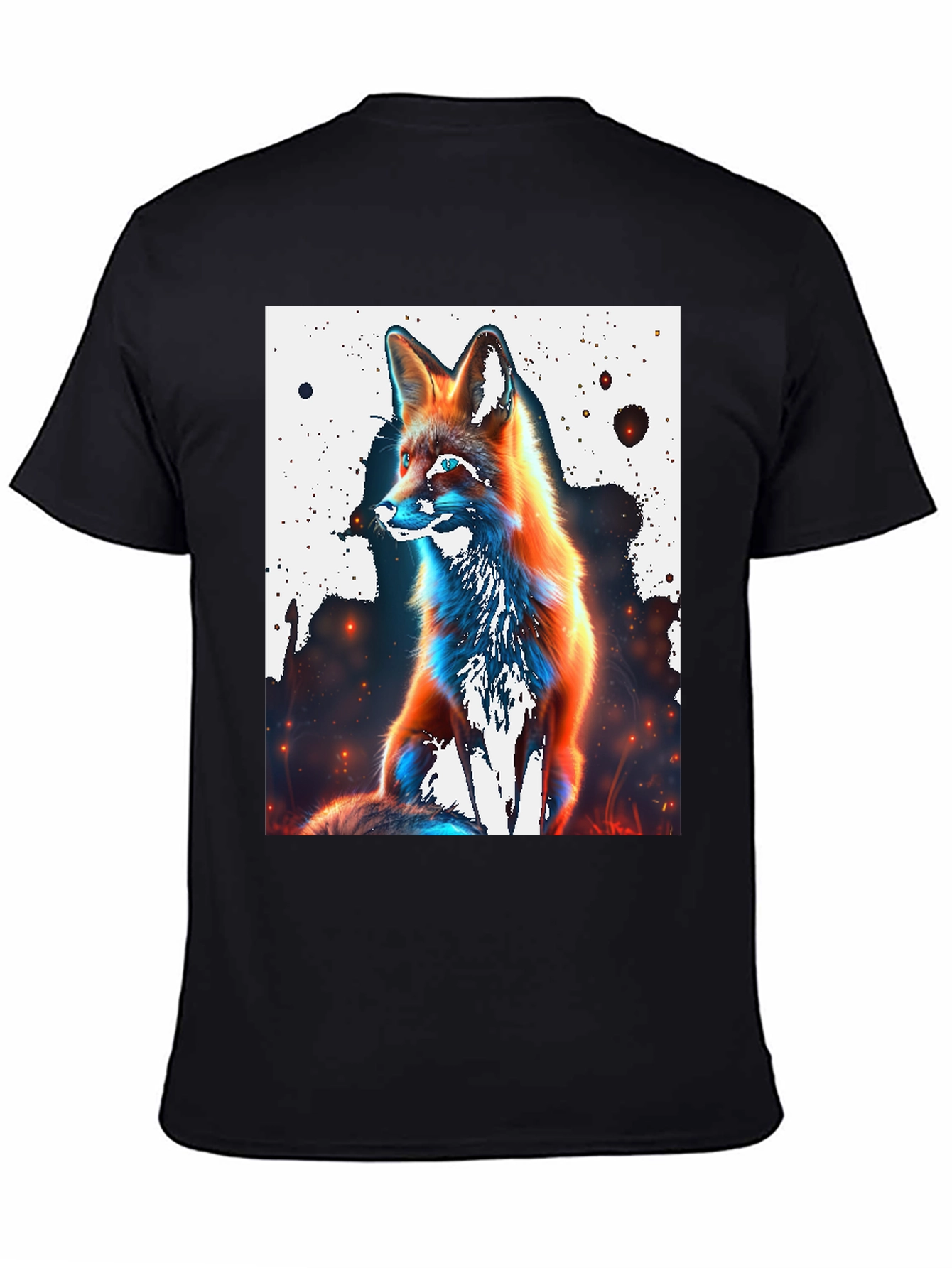 Black Cool Fox Graphic Tee - Stylish Men's Black T-Shirt view 4