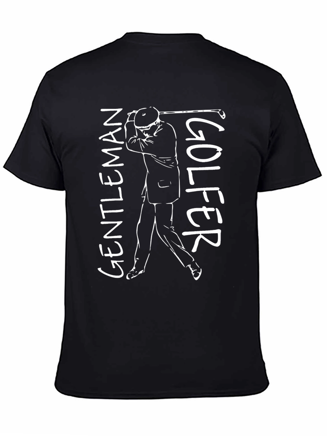 Black Gentleman Golfer Graphic Tee - Black Cotton T-Shirt view 4