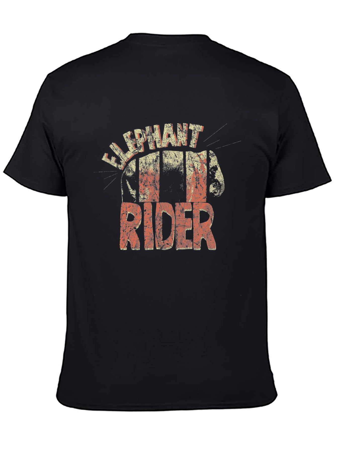 Black Elephant Rider Graphic Tee - Unique Distressed Design view 4