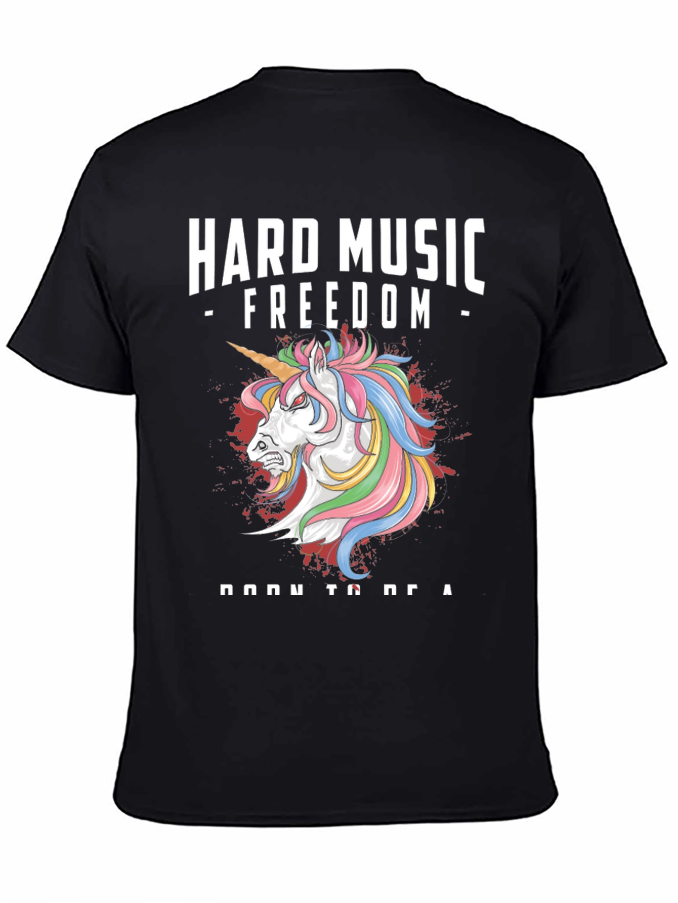 Black Hard Music Freedom Unicorn Graphic Tee view 4
