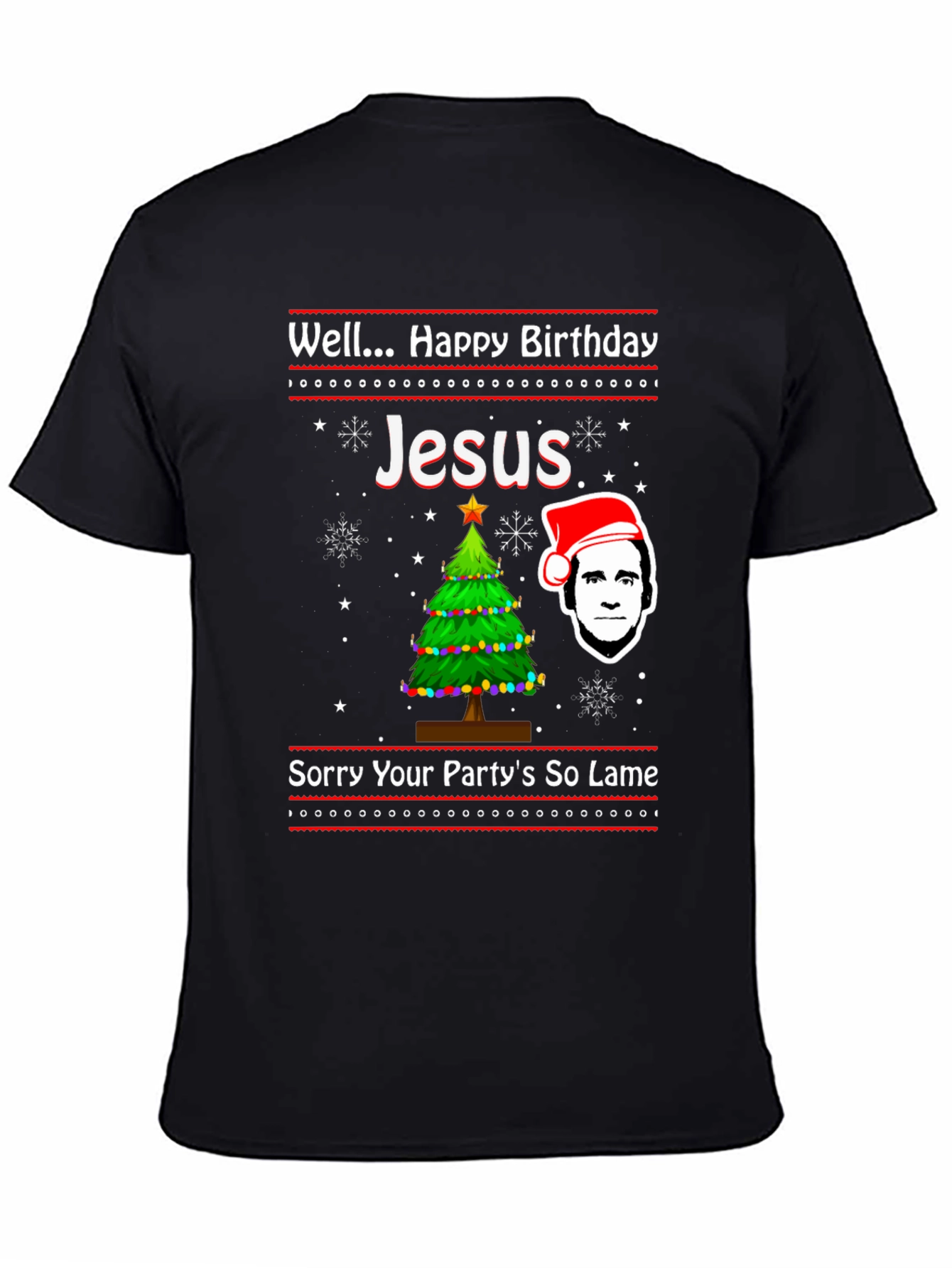 Black Well Happy Birthday Jesus Funny Christmas T-Shirt view 4